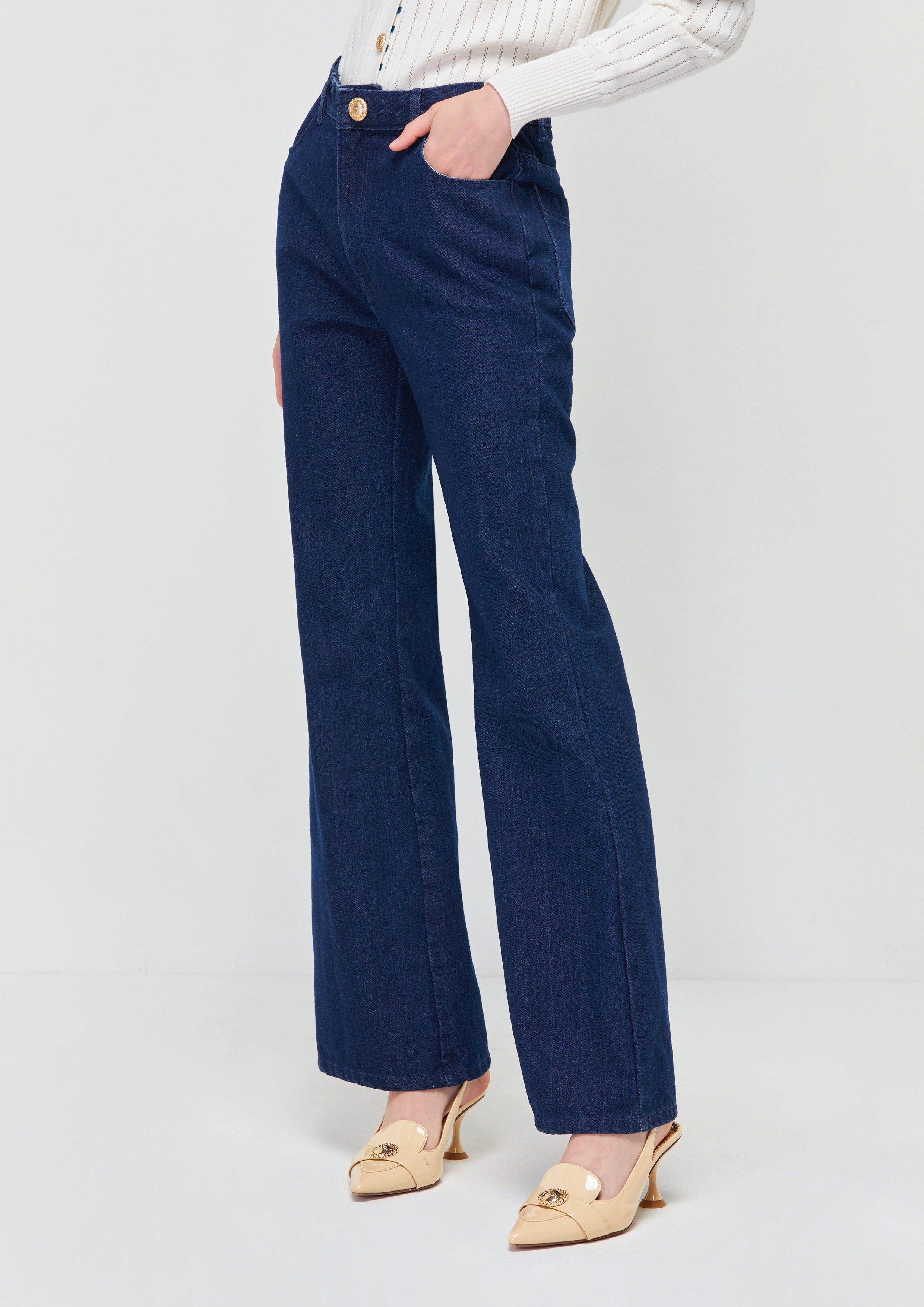 Parisian Chic Bootcut Denim Pants Blue