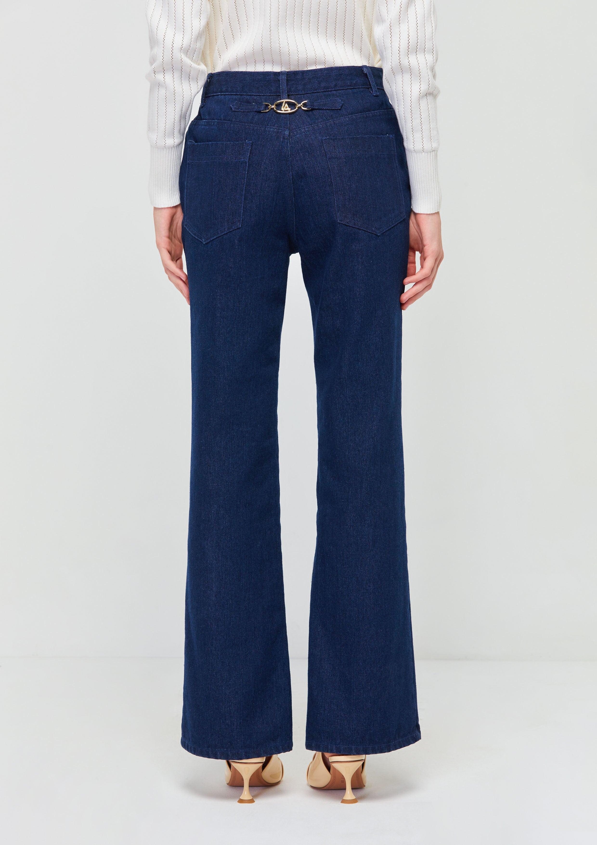 Parisian Chic Bootcut Denim Pants Blue