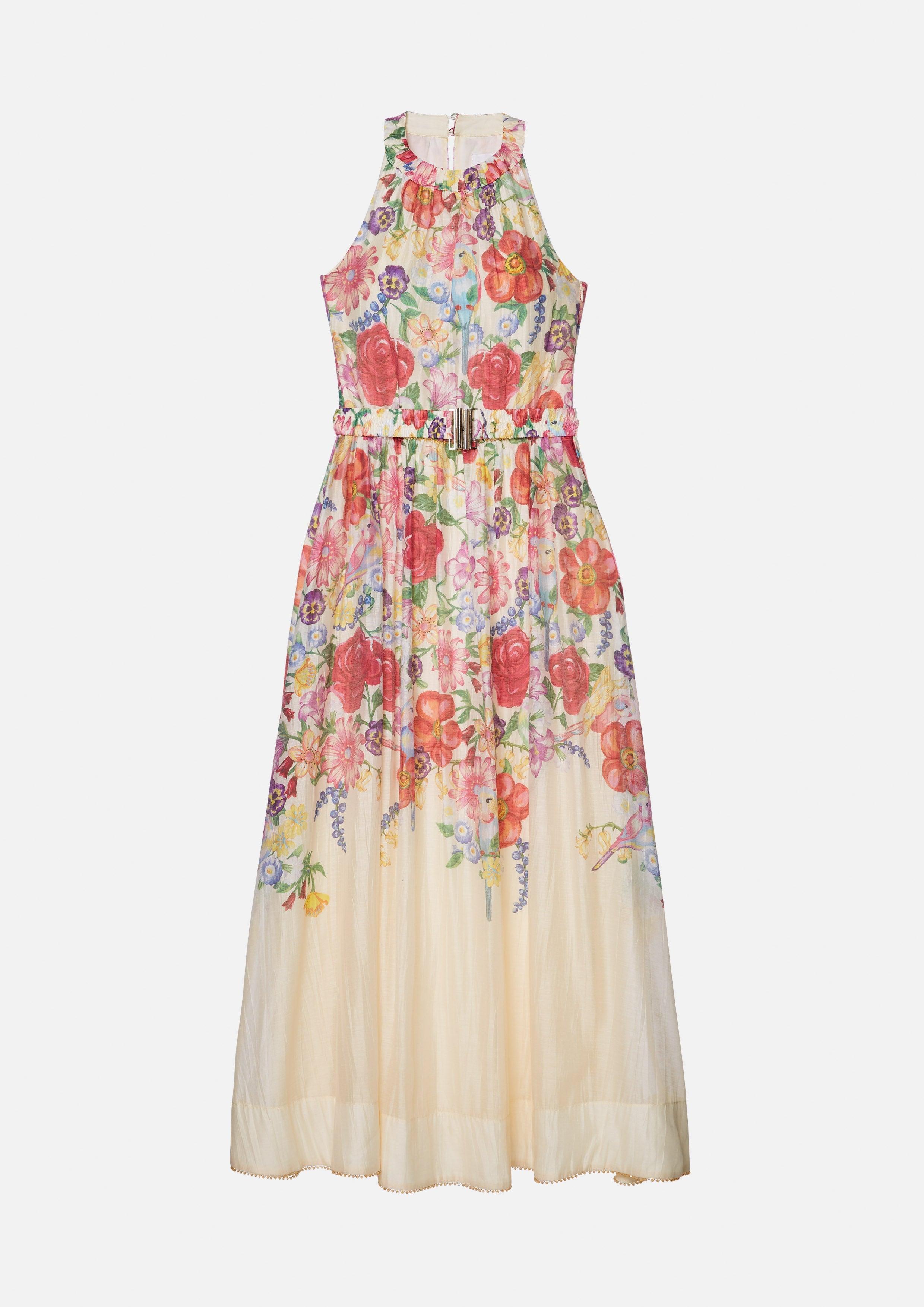 Nostalgia Chronicles Floral Halter Maxi Dress Multi Color