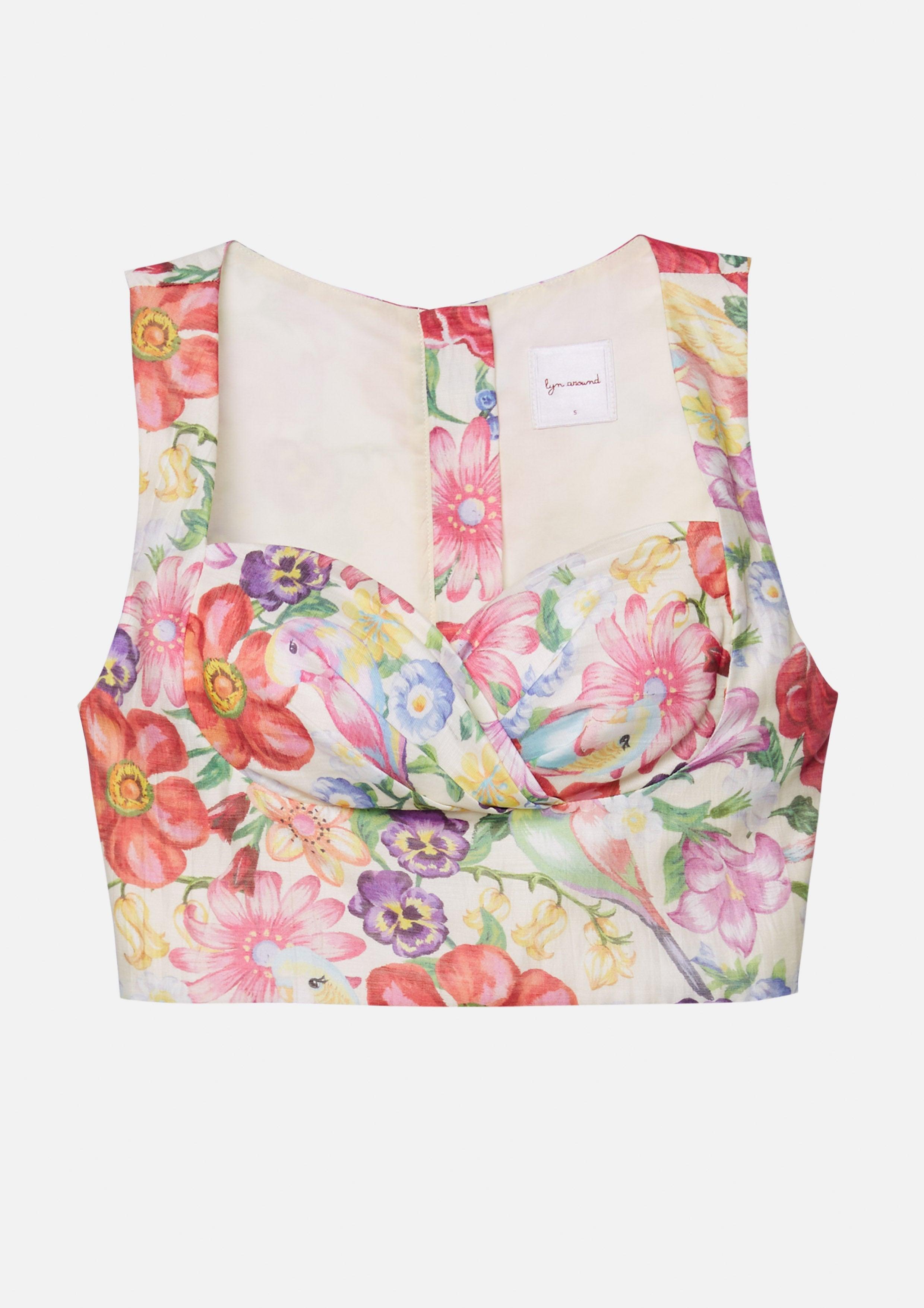 Nostalgia Chronicles Bustier Crop Floral Top Multi Color