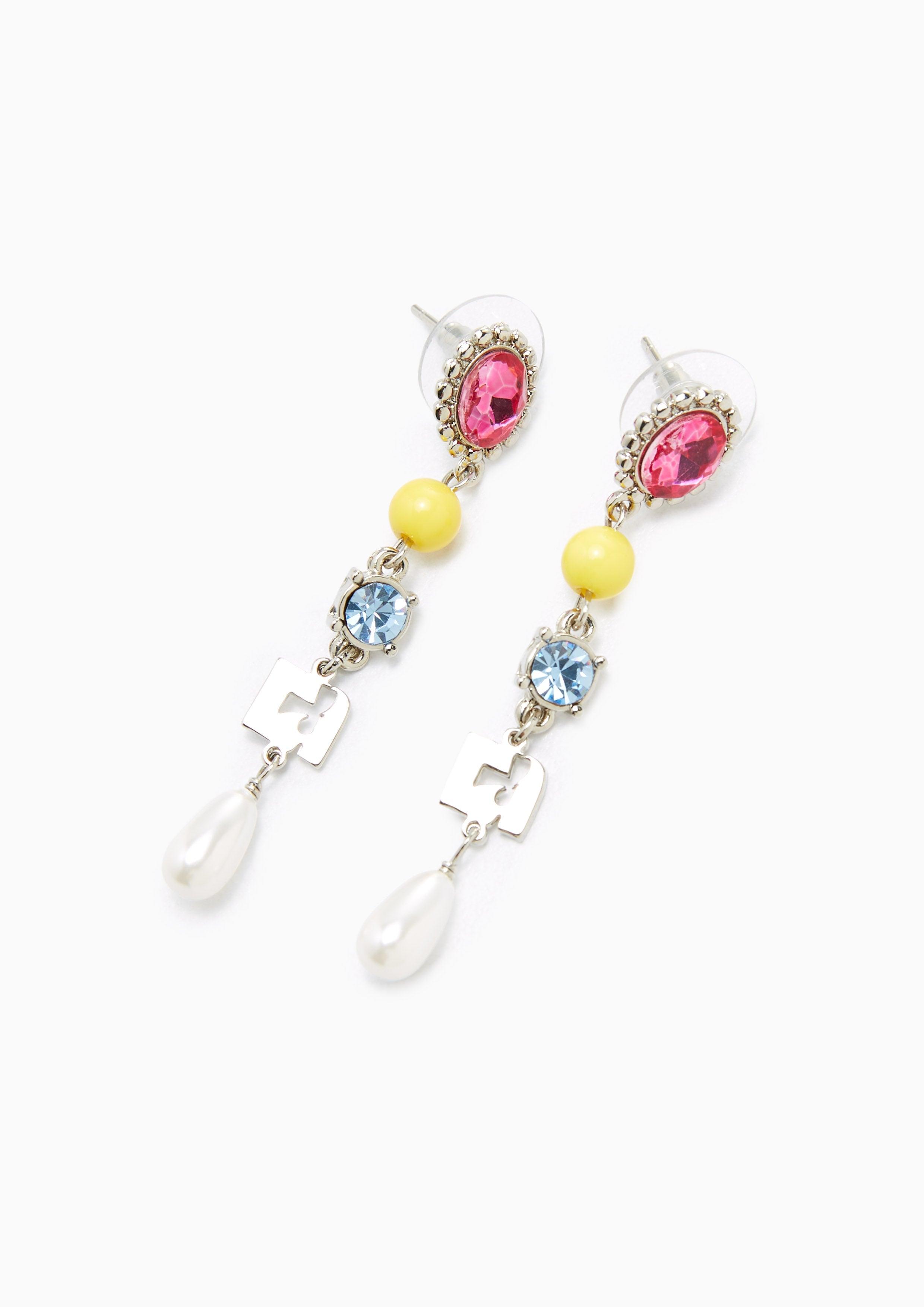 Strand Teardrop Colorful Jewelry Earrings Silver