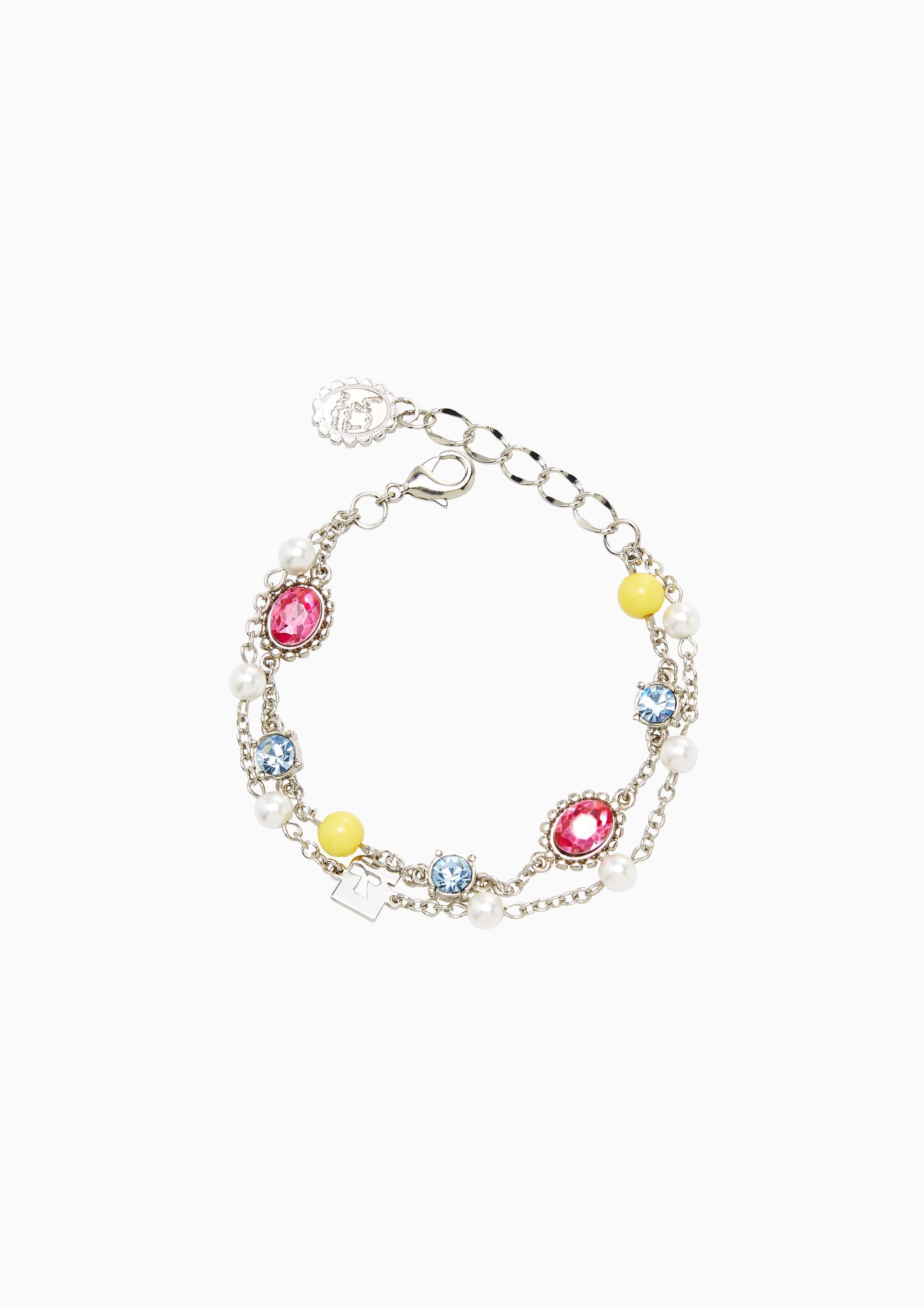 Colorful Crystal Accent Chain Bracelet Silver