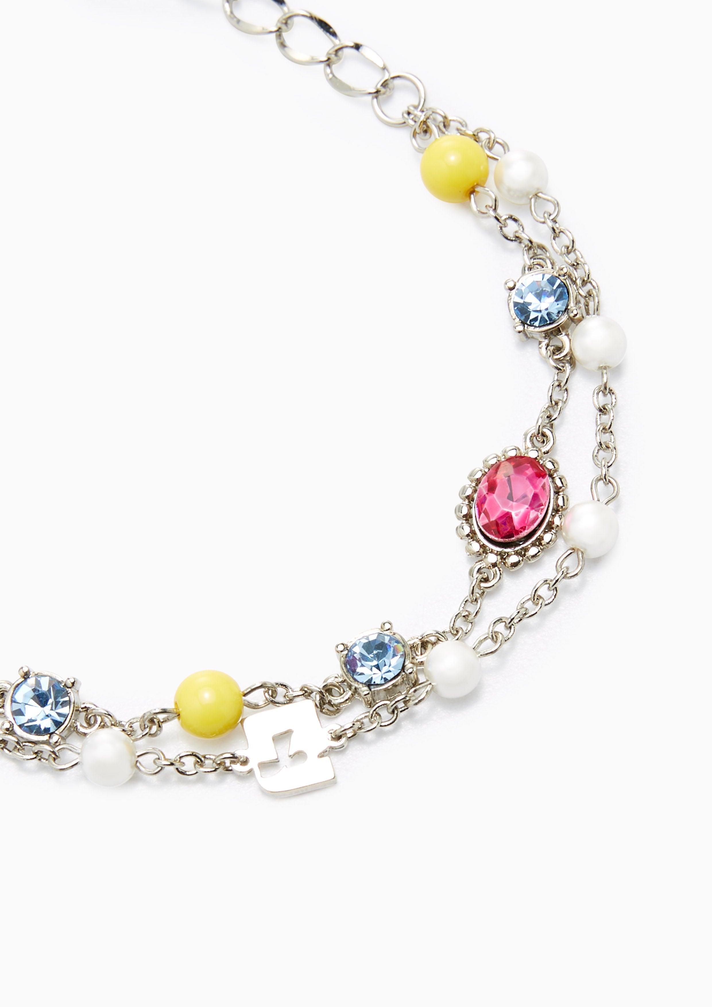 Colorful Crystal Accent Chain Bracelet Silver