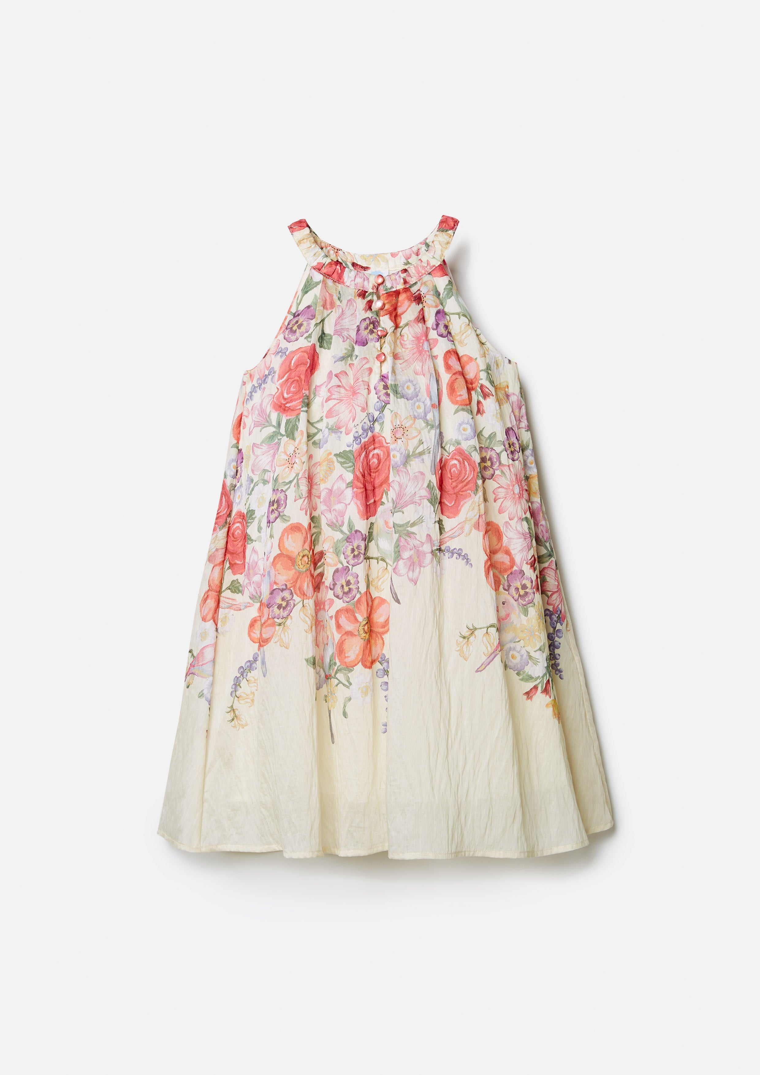 A-Line Floral Printed Halter Dress For Girls Nostalgia Chronicle Collection