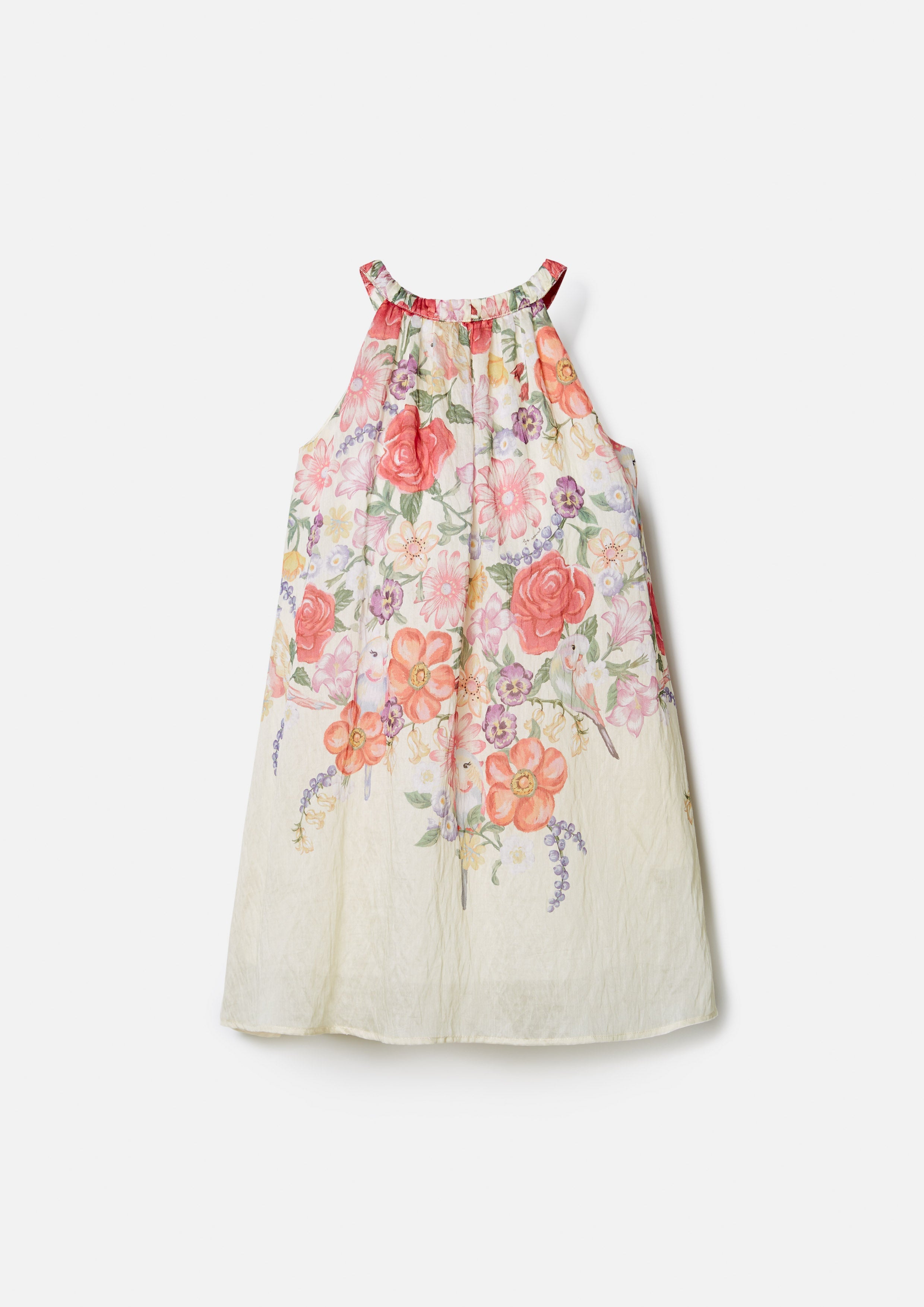 A-Line Floral Printed Halter Dress For Girls Nostalgia Chronicle Collection