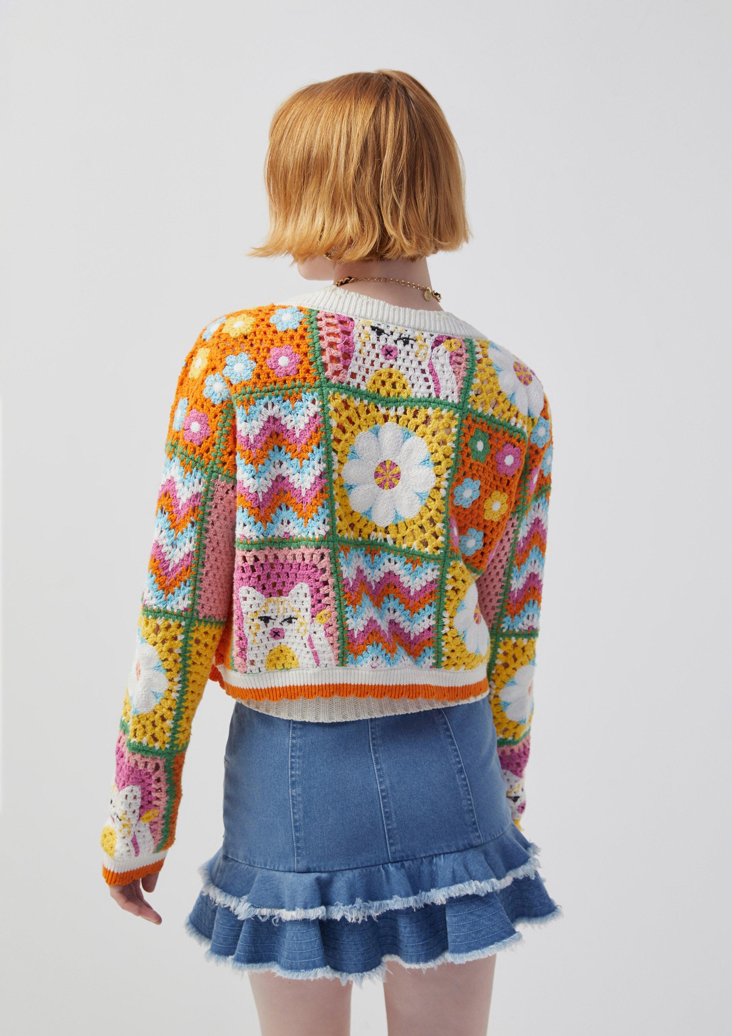 Nostalgia Chronicles Colorful Knit Cardigan Multi Color