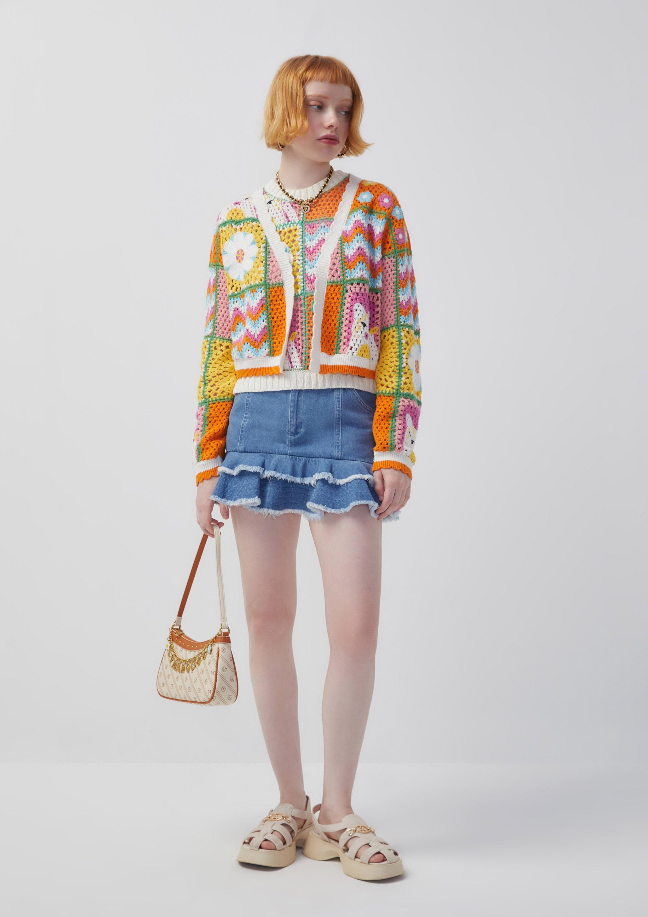 Nostalgia Chronicles Colorful Knit Cardigan Multi Color