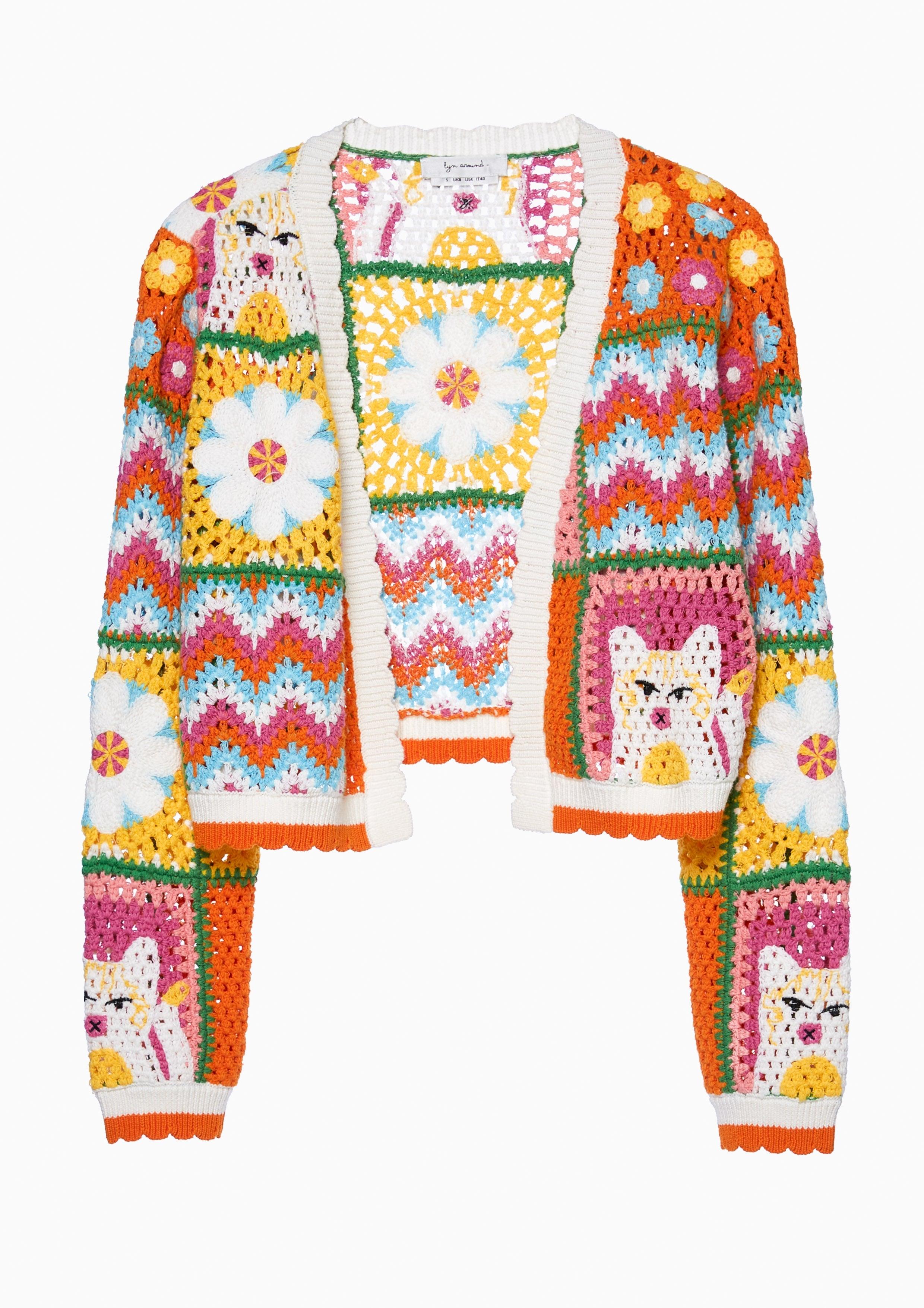 Nostalgia Chronicles Colorful Knit Cardigan Multi Color