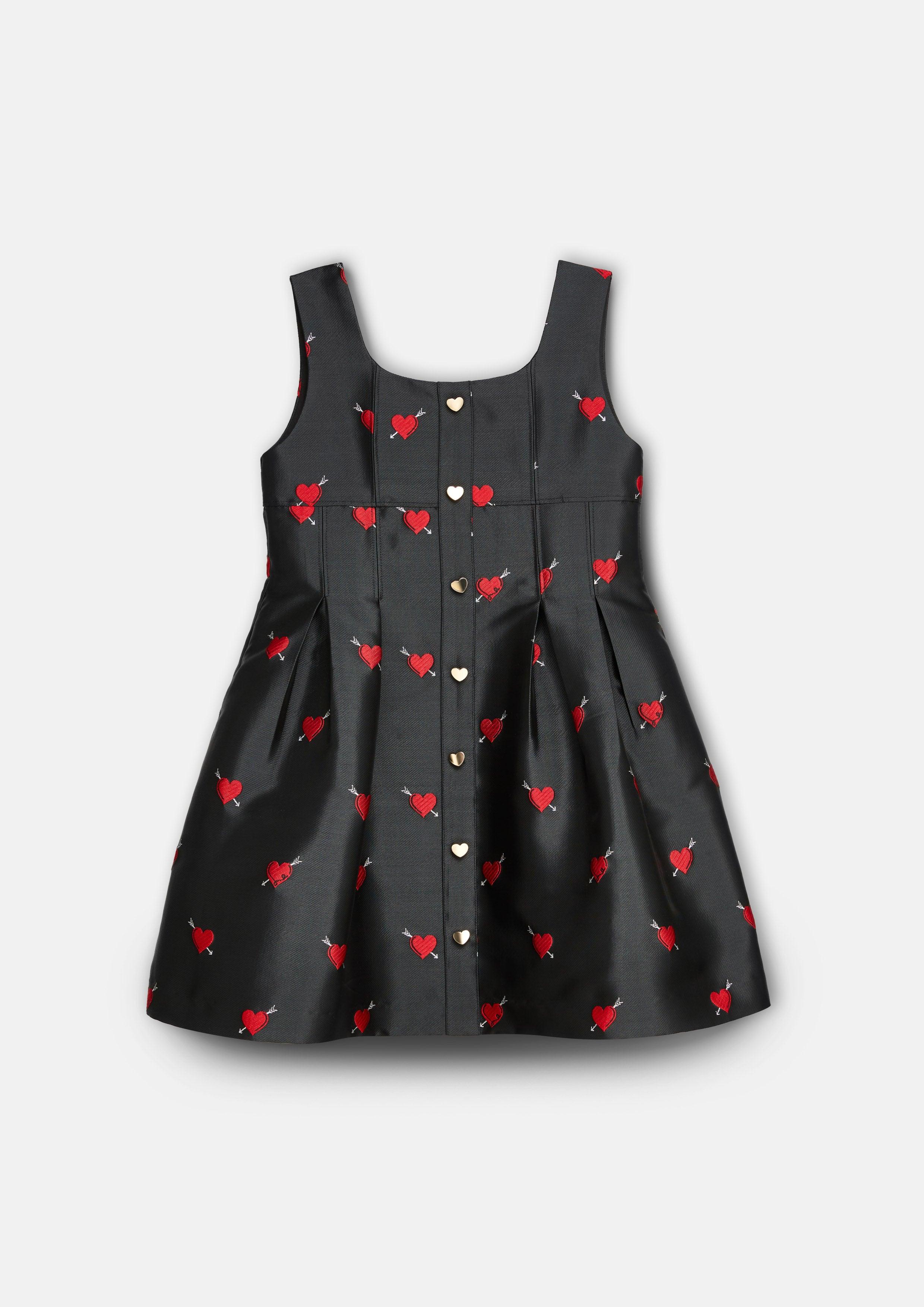 Lost in Museum Baby Arrowed Heart Mini Dress Black