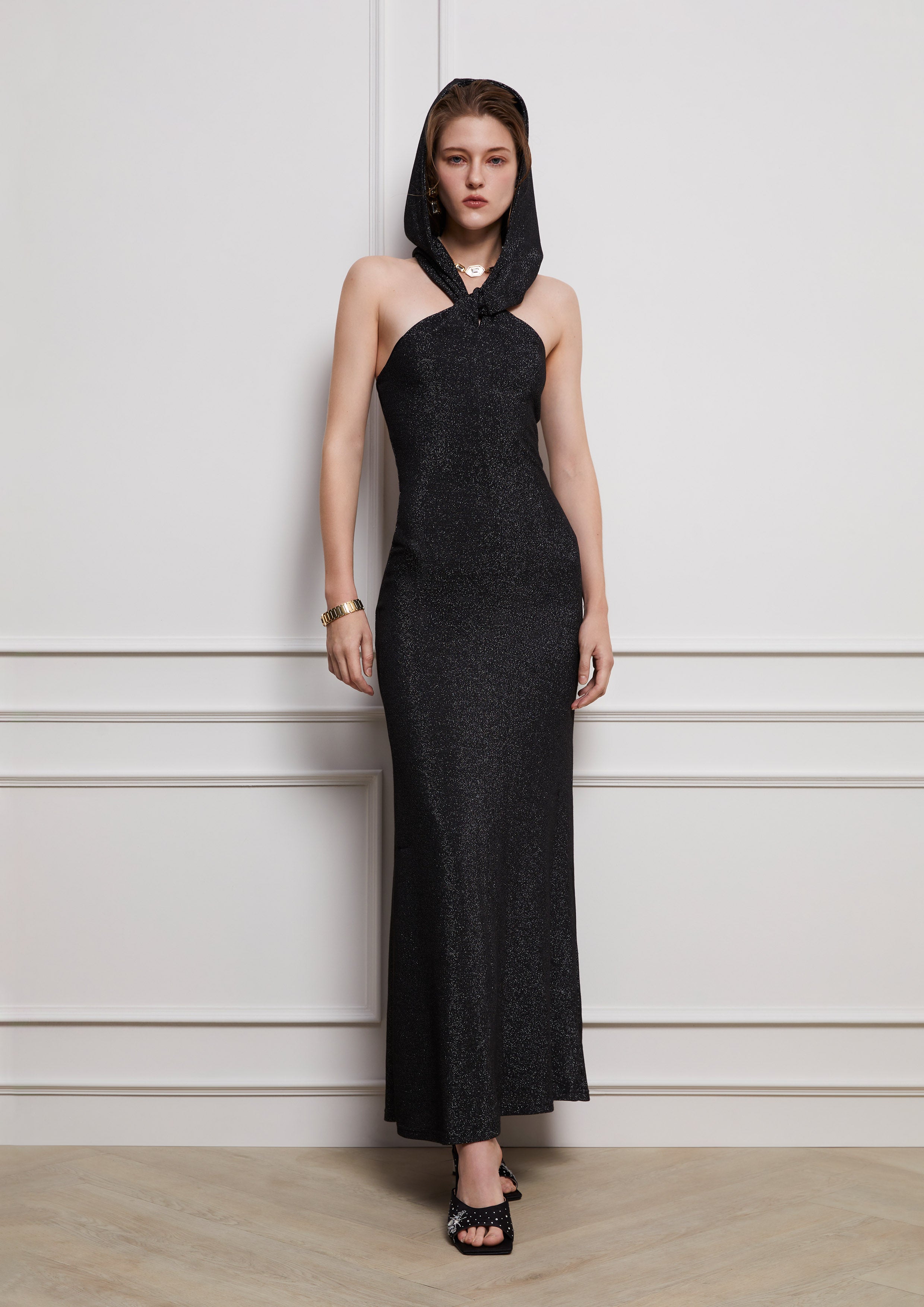 Stardust Noir Cloak Maxi Dress