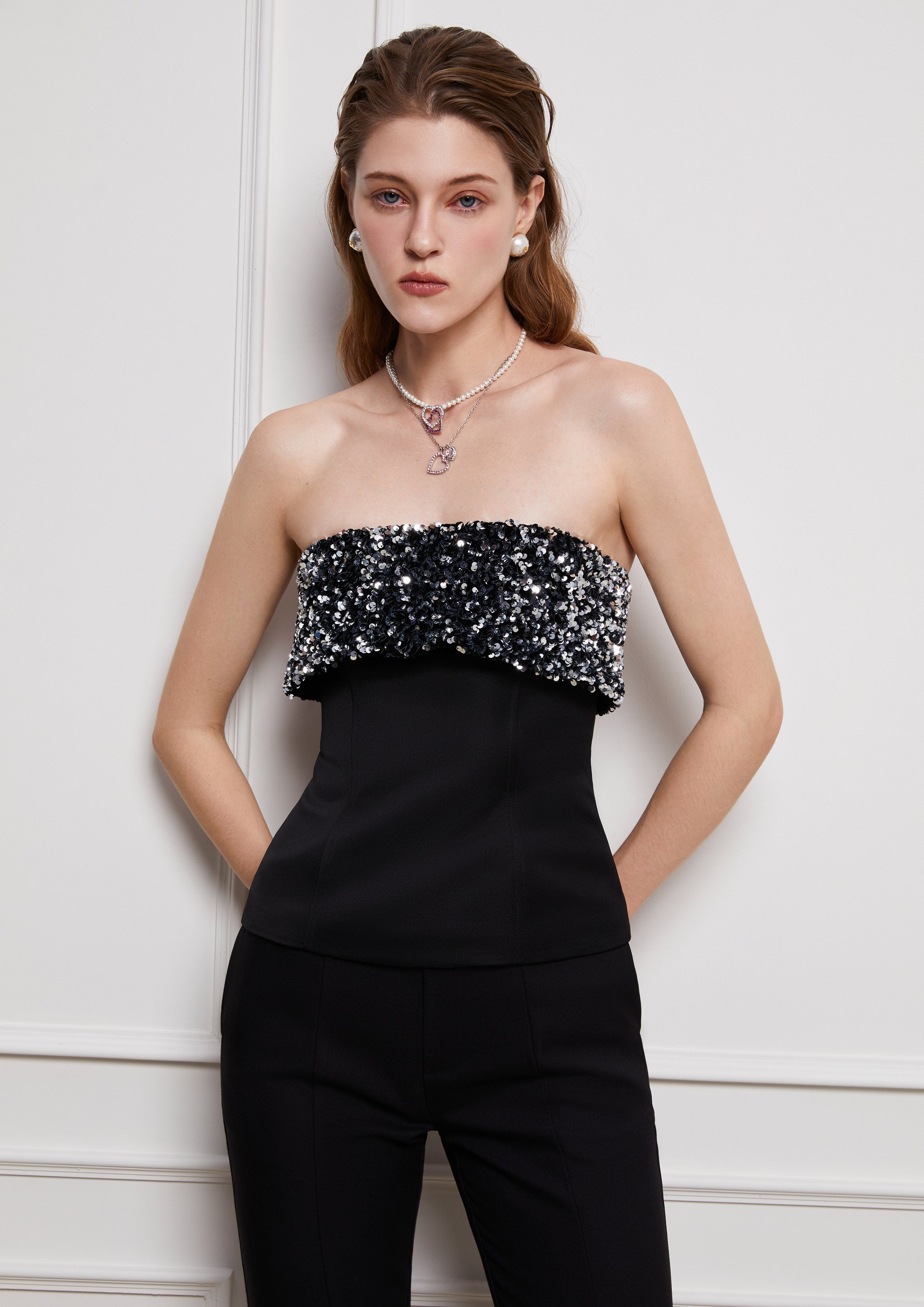 Sequin Strapless Top Lost In Museum Collection