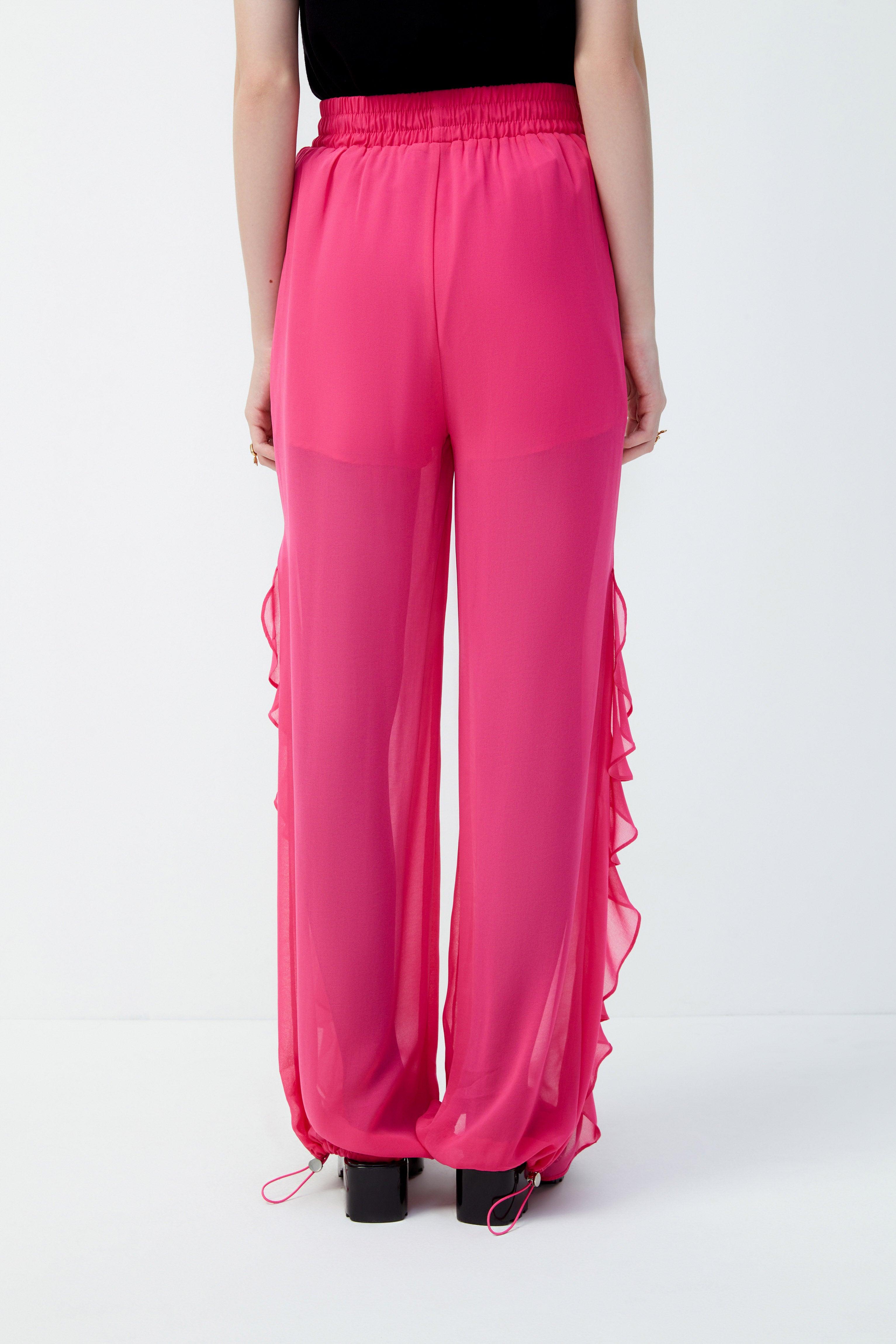 Lost in Museum Ruffle Sheer Leg Trousers Pink