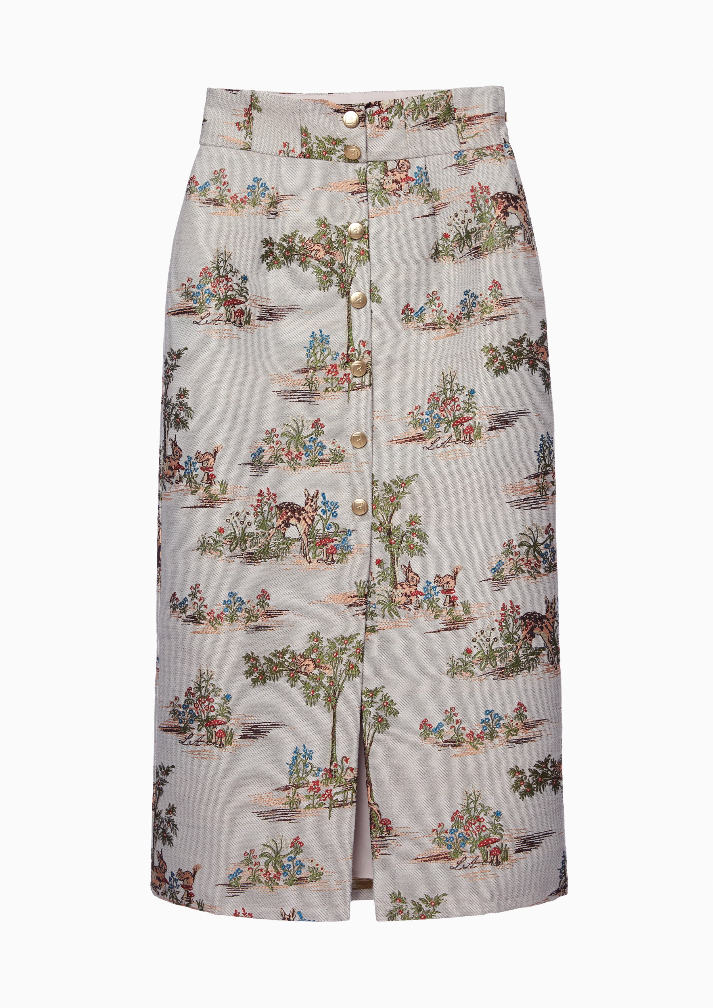 Lost in Museum Print Pencil Skirt Multi Color