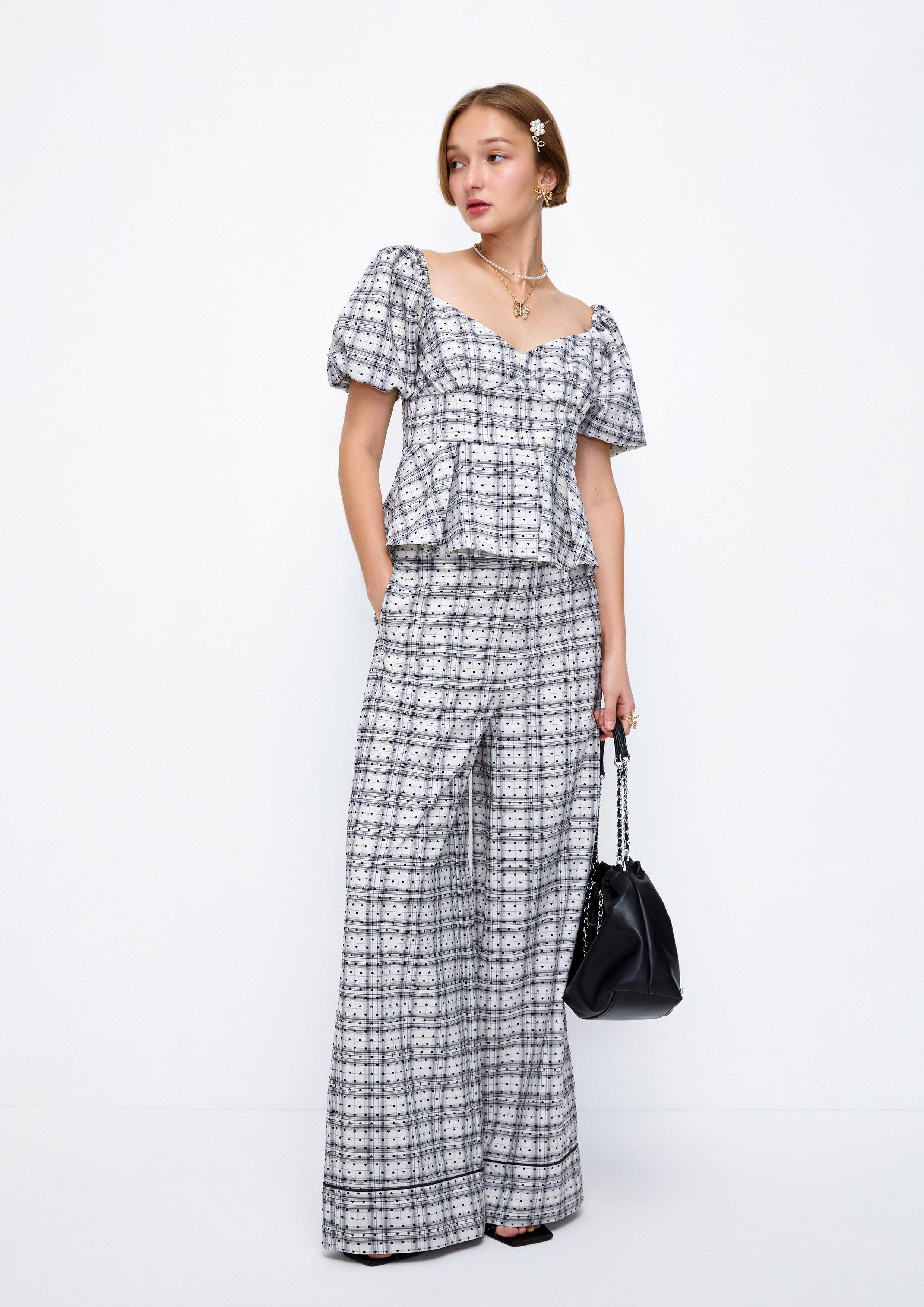 Plaid&Heart Polka Dot Wide Pants Lost In Museum Collection