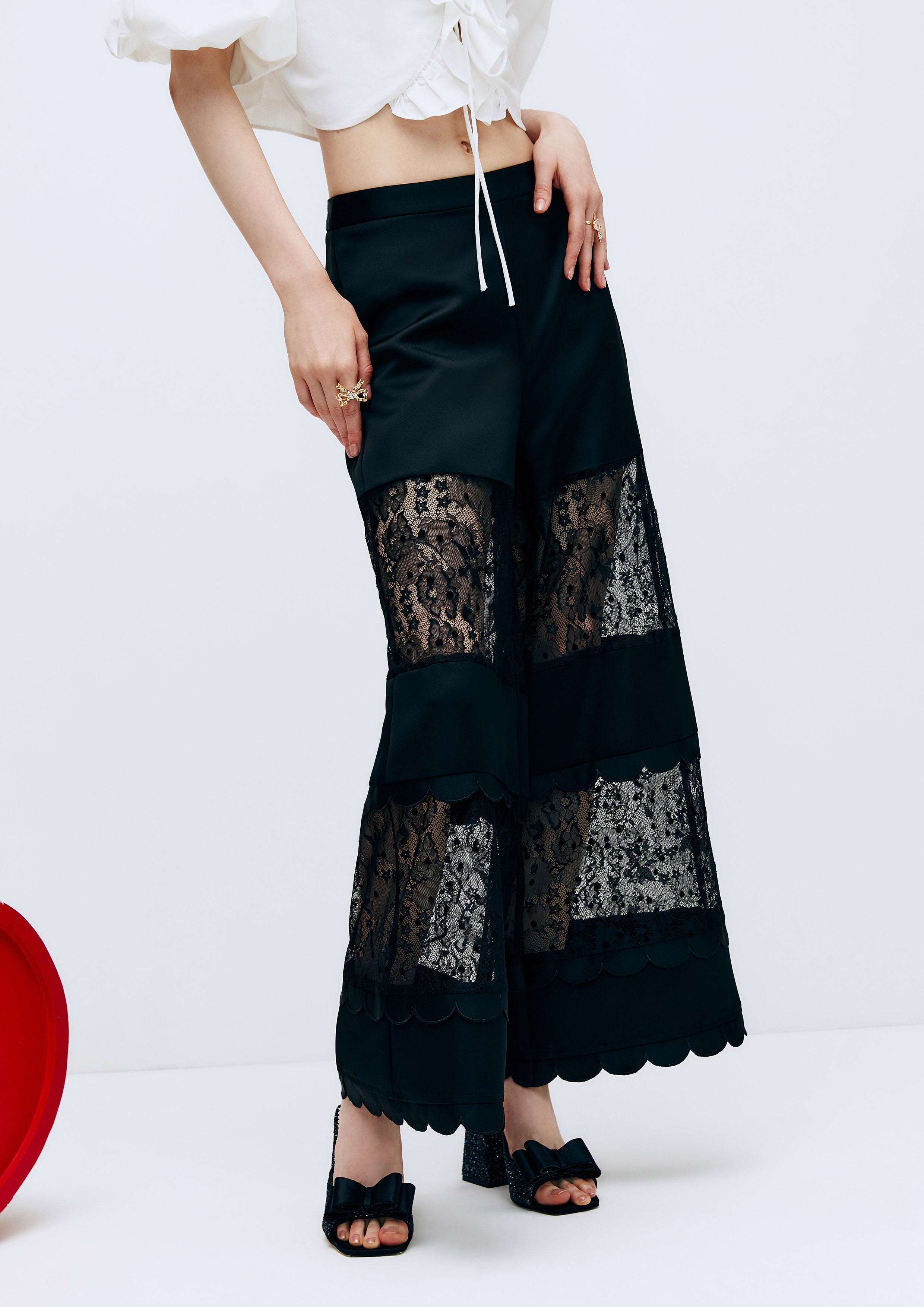 High Waist Lace Trim Pants Lost In Museum Collection