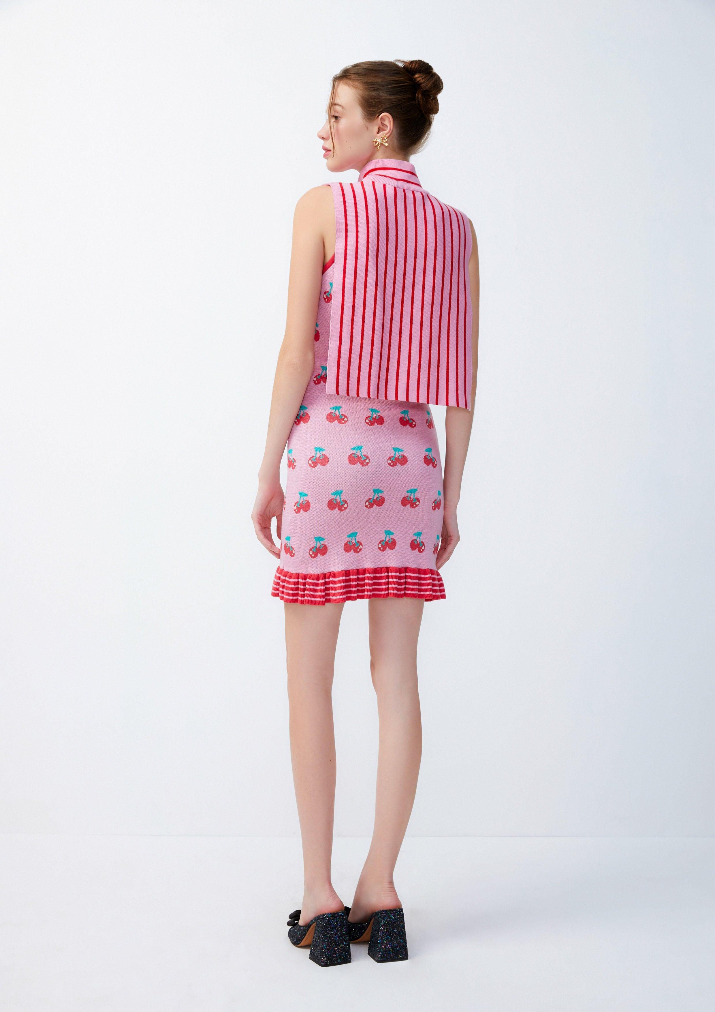 Lost In Museum Cherie Amour Striped Cropped Top Pink