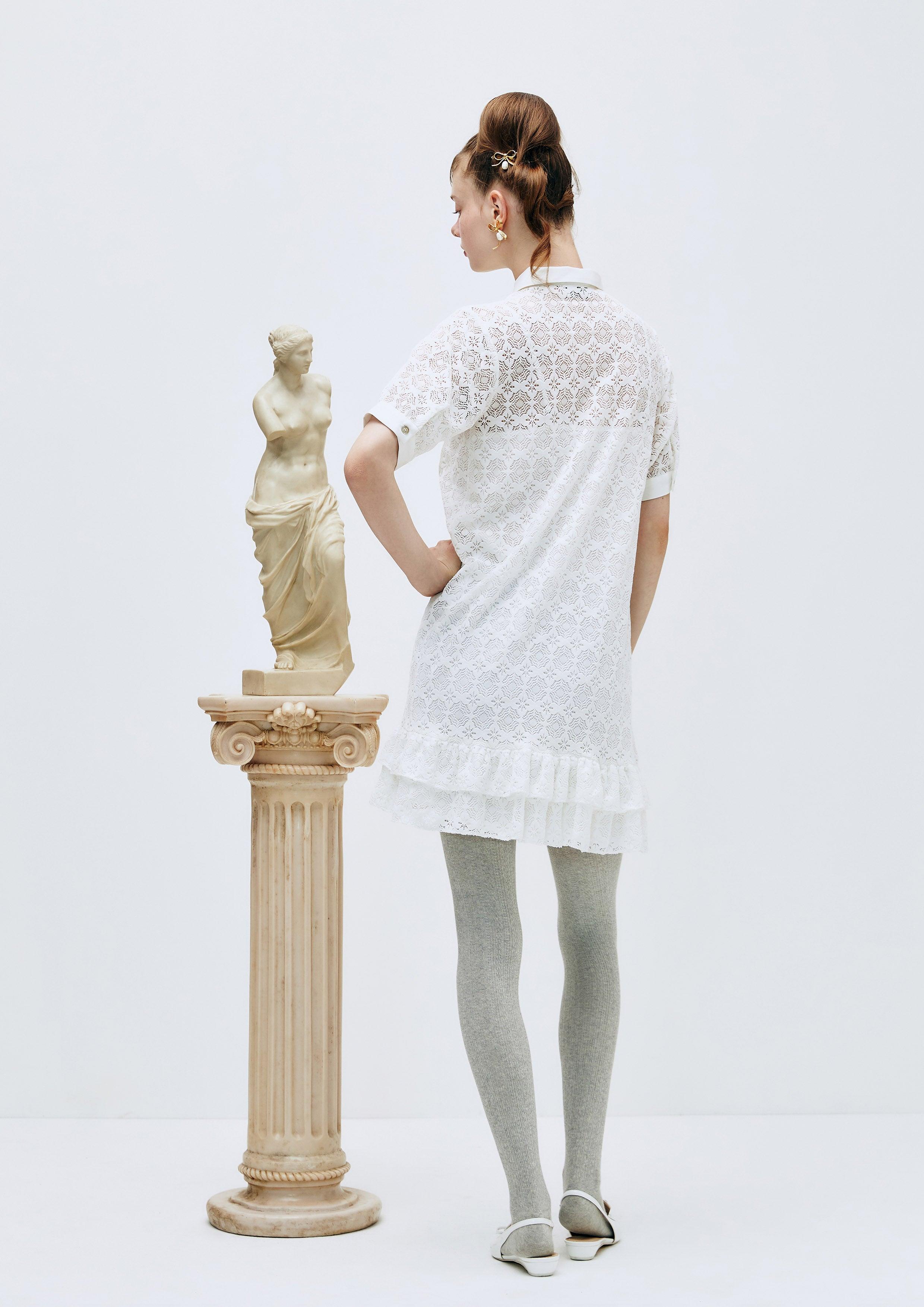 Lost in Museum Broderie Shirt Dress White