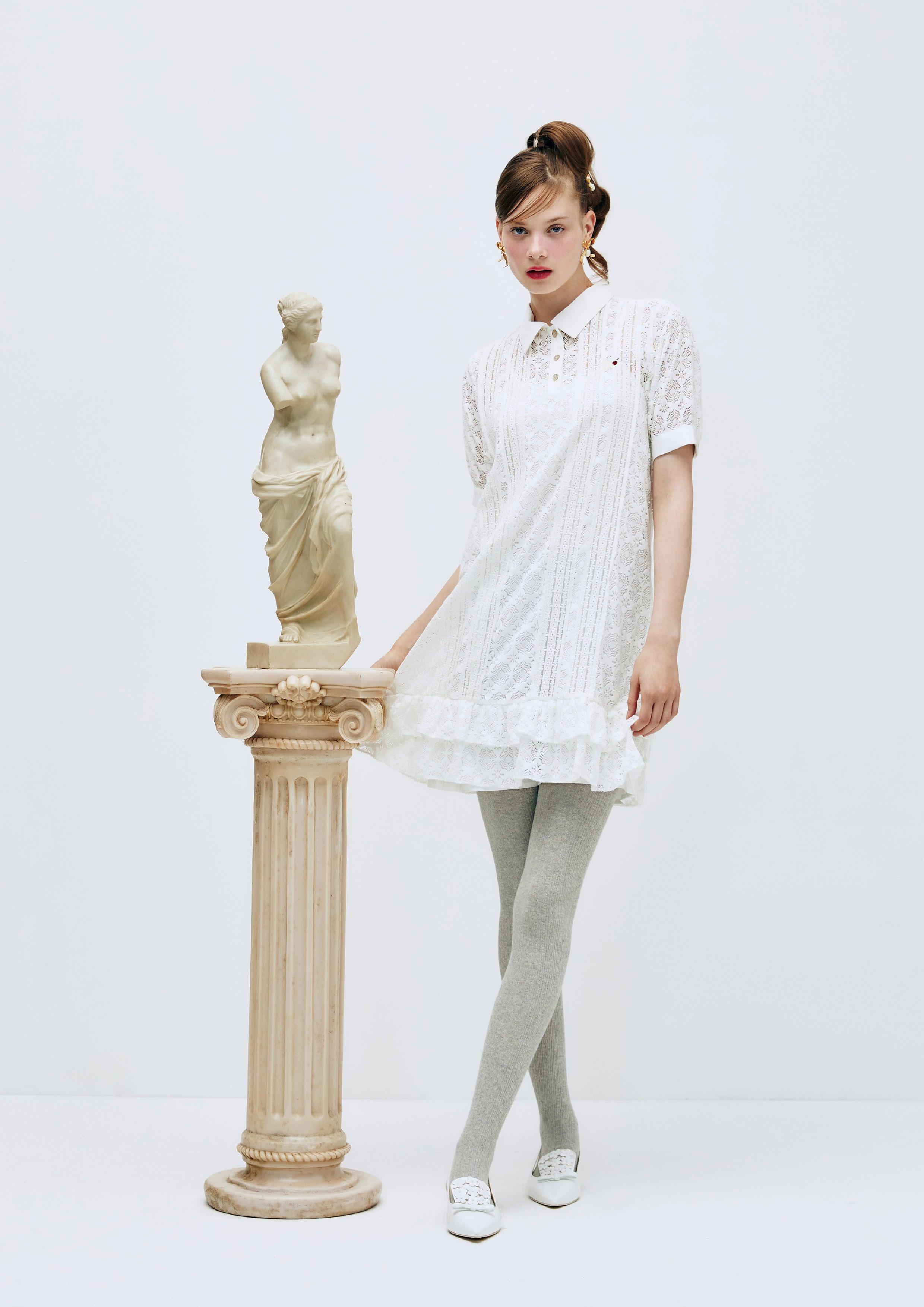 Lost in Museum Broderie Shirt Dress White