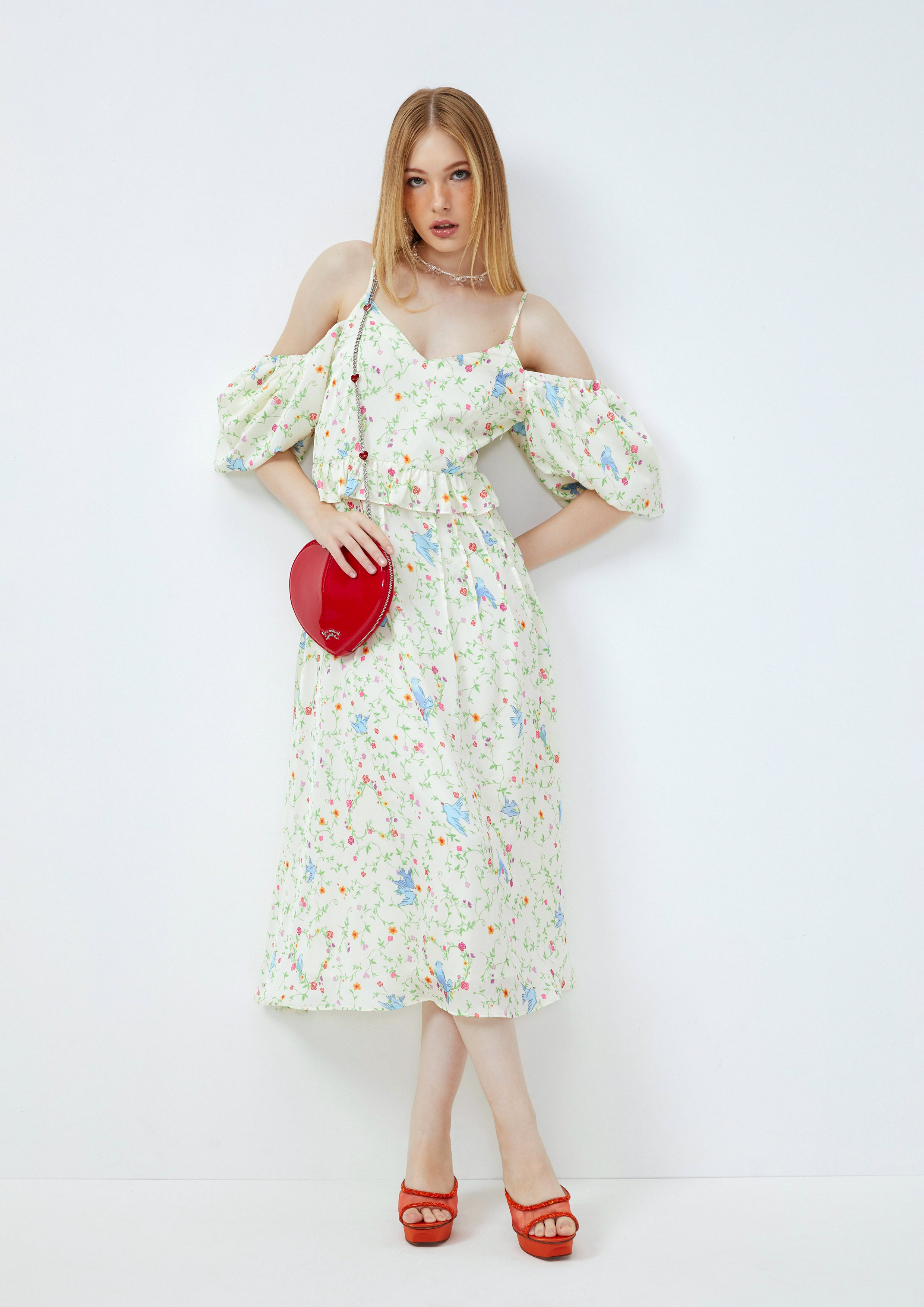 Lady Blue Bird Midi Dress Lost In Museum Collection