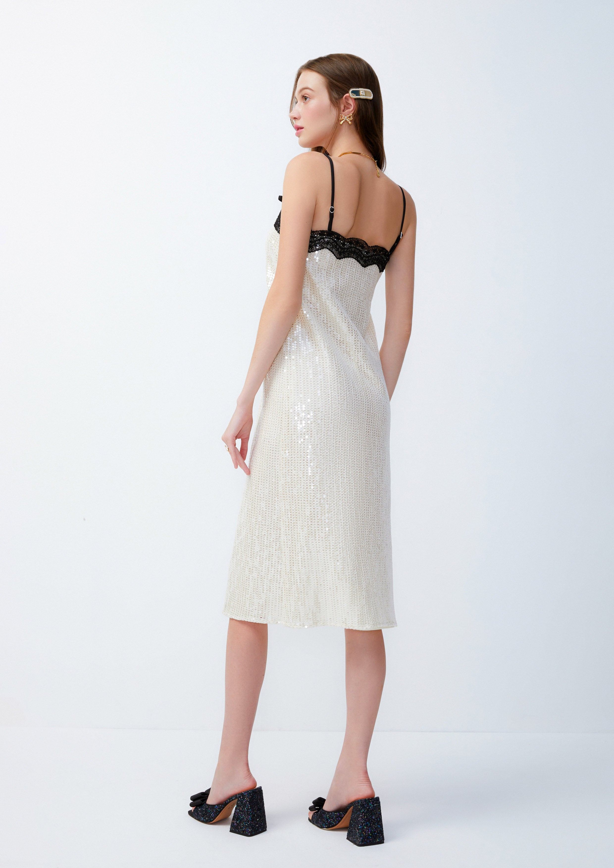 Whimsical Sequin Elegance Midi Dress Lost In Museum Collection