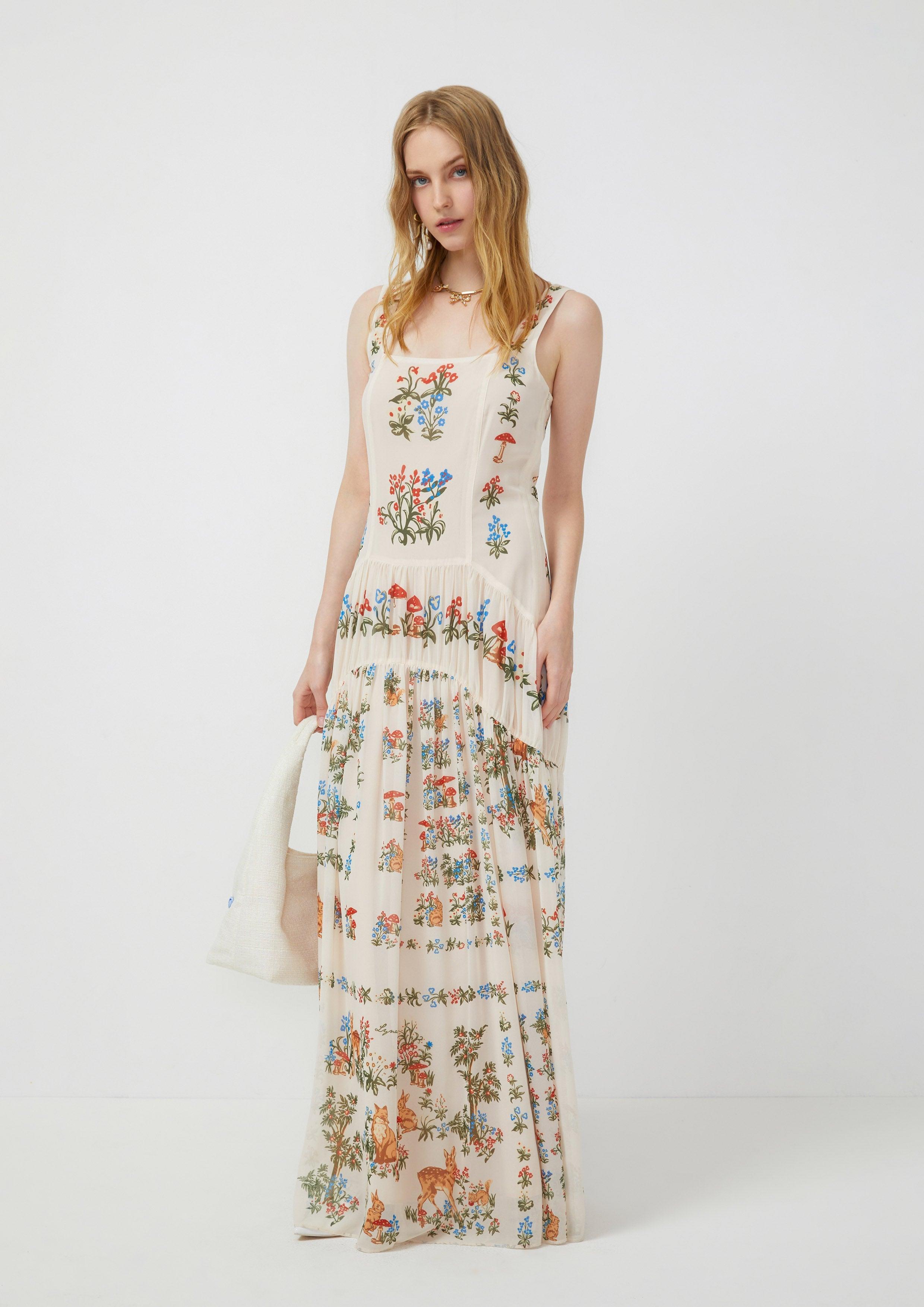 Lost In Museum Print Strap Dress Multi Color