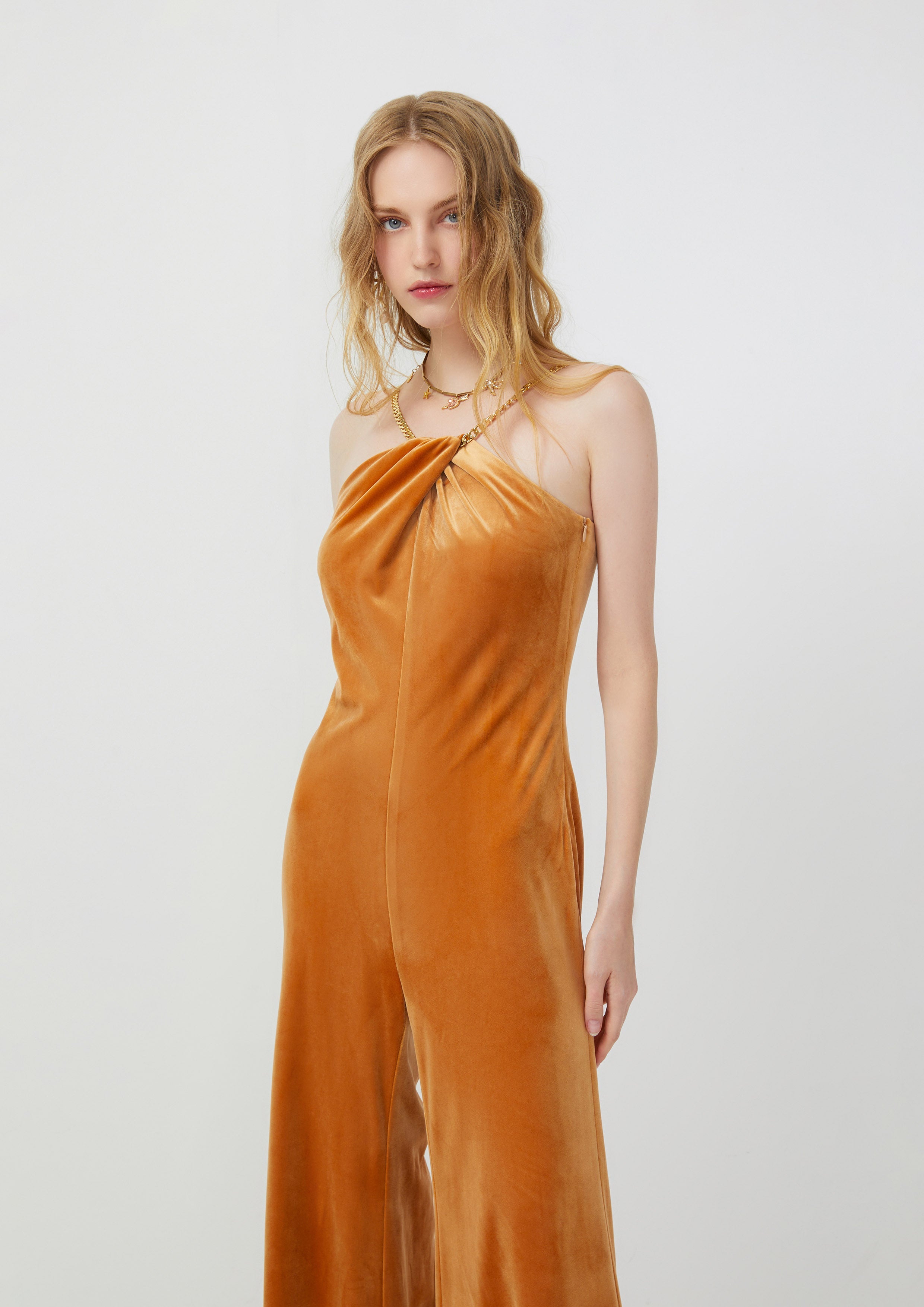 Velvet Chain Strap Jumpsuit Lost In Museum Collection