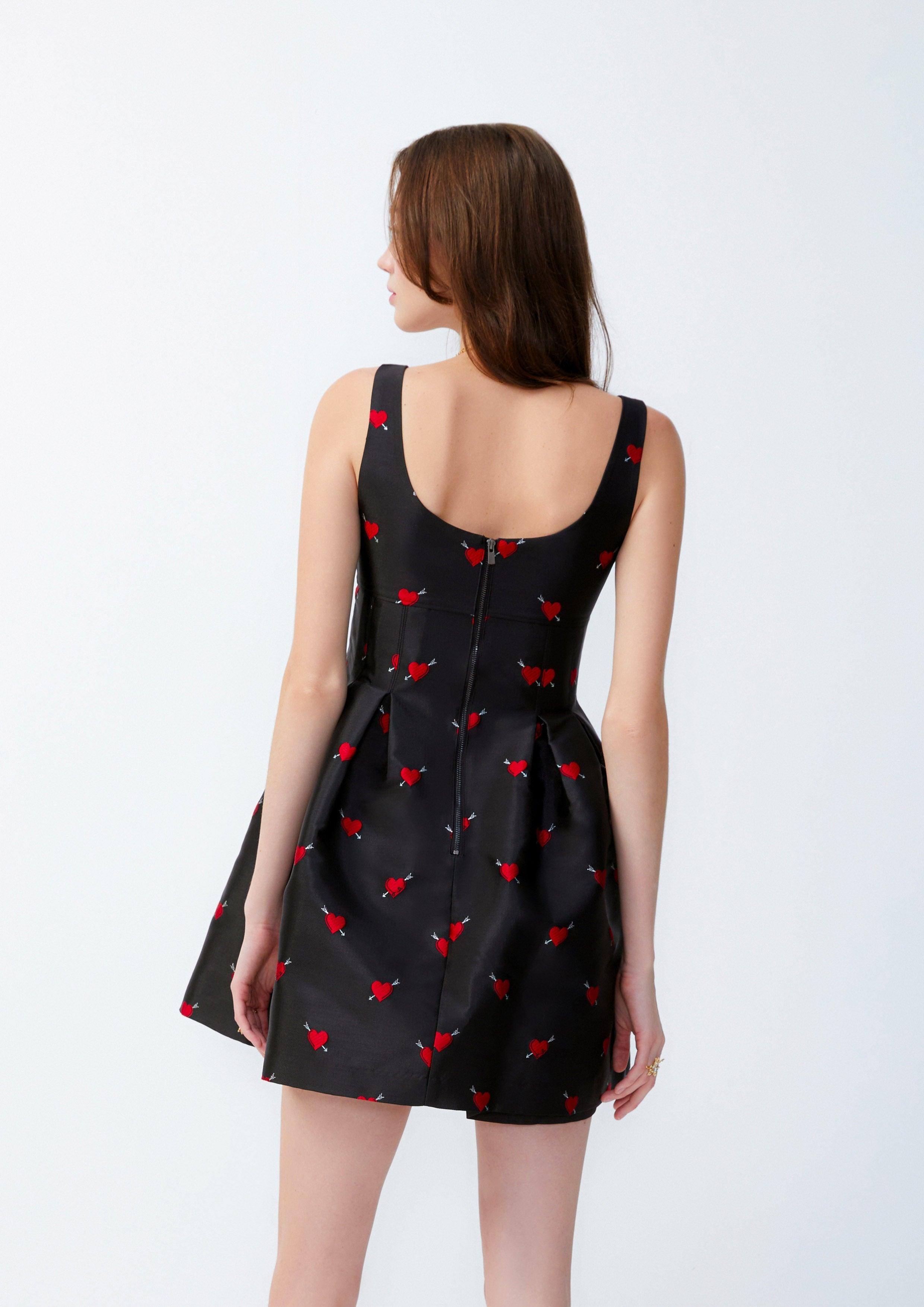 Lost in Museum Arrowed Heart Mini Dress Black