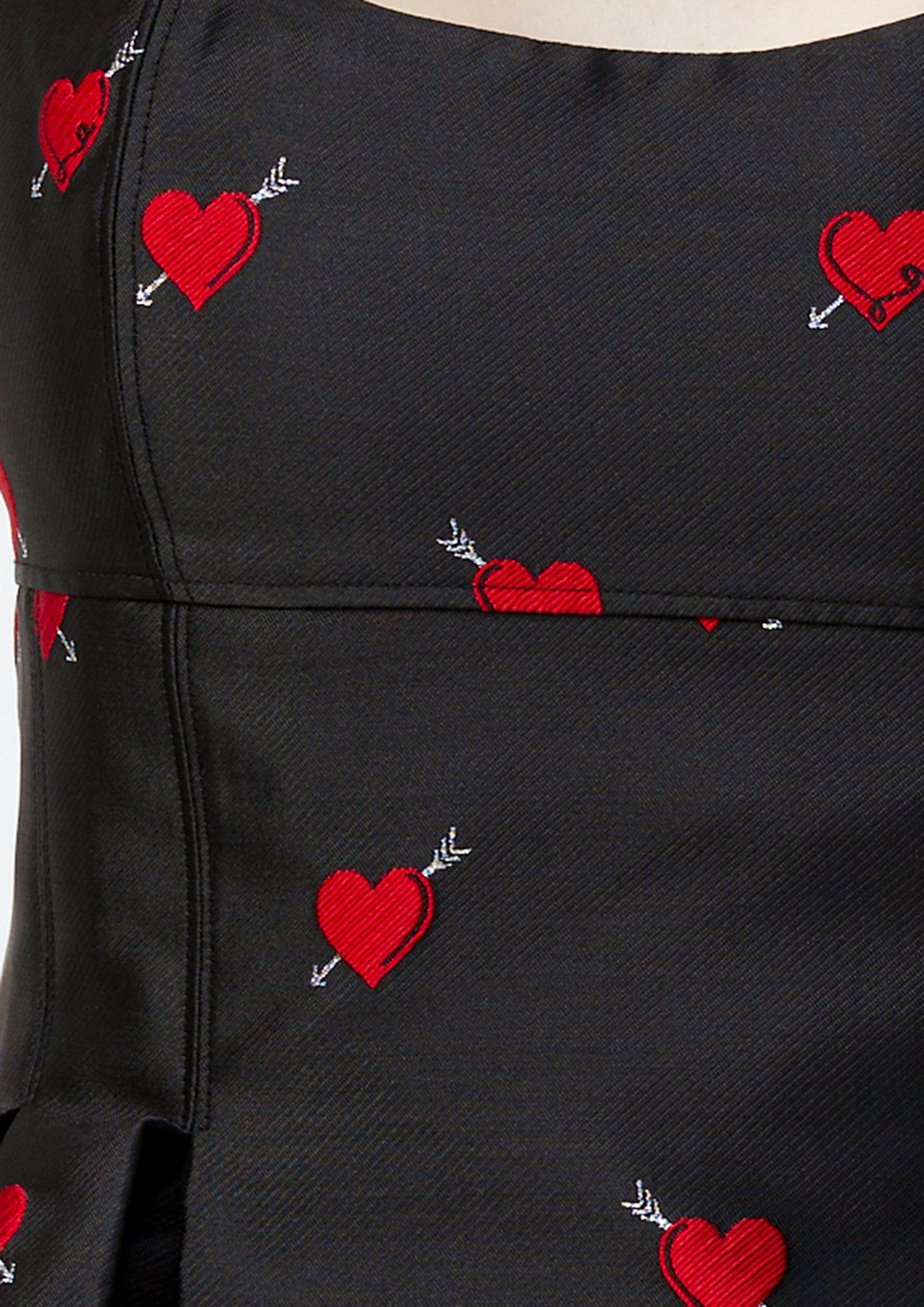 Lost in Museum Arrowed Heart Mini Dress Black