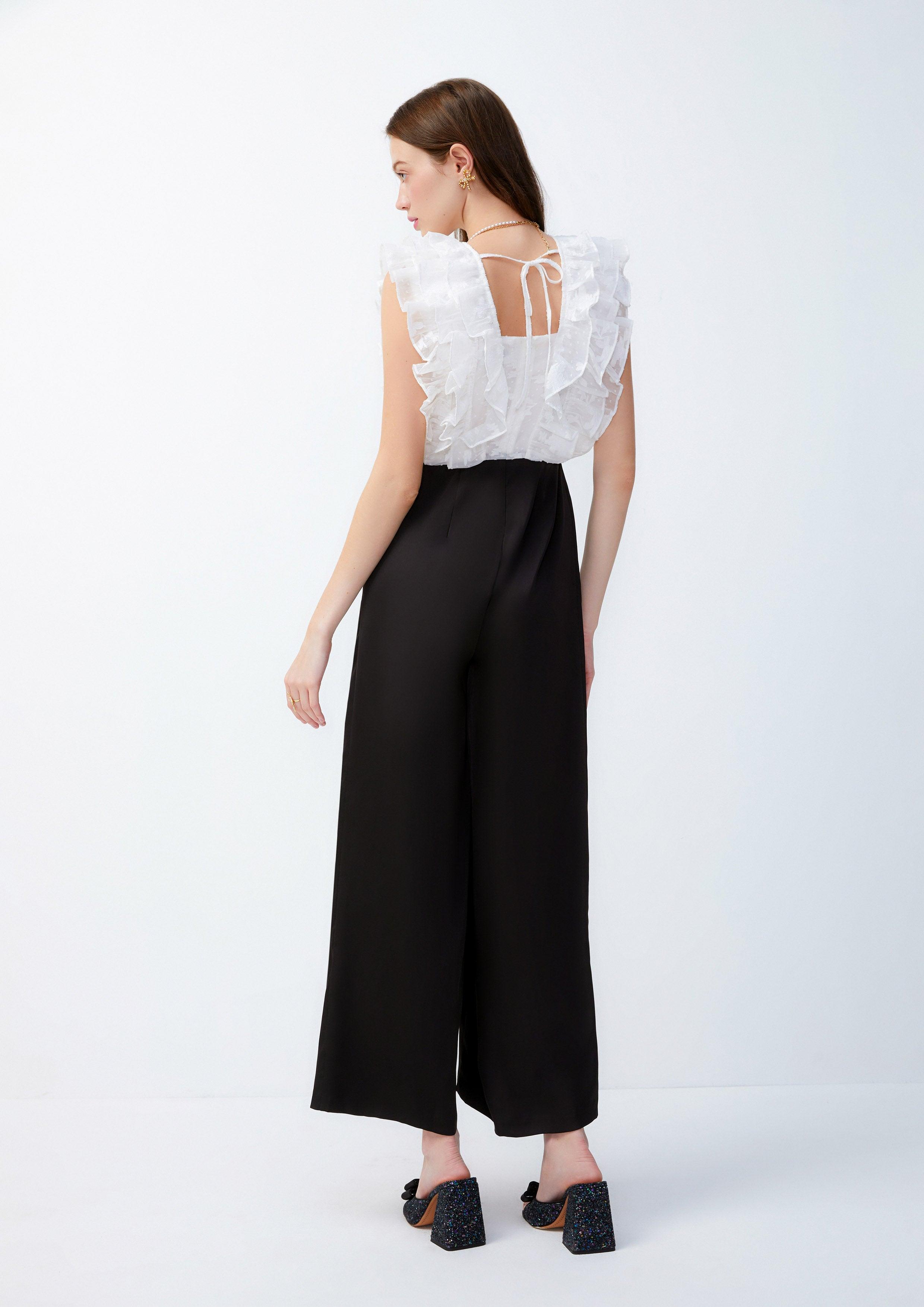 Lost in Museum Sheer Lace Ruffle Jumpsuit Multi Color