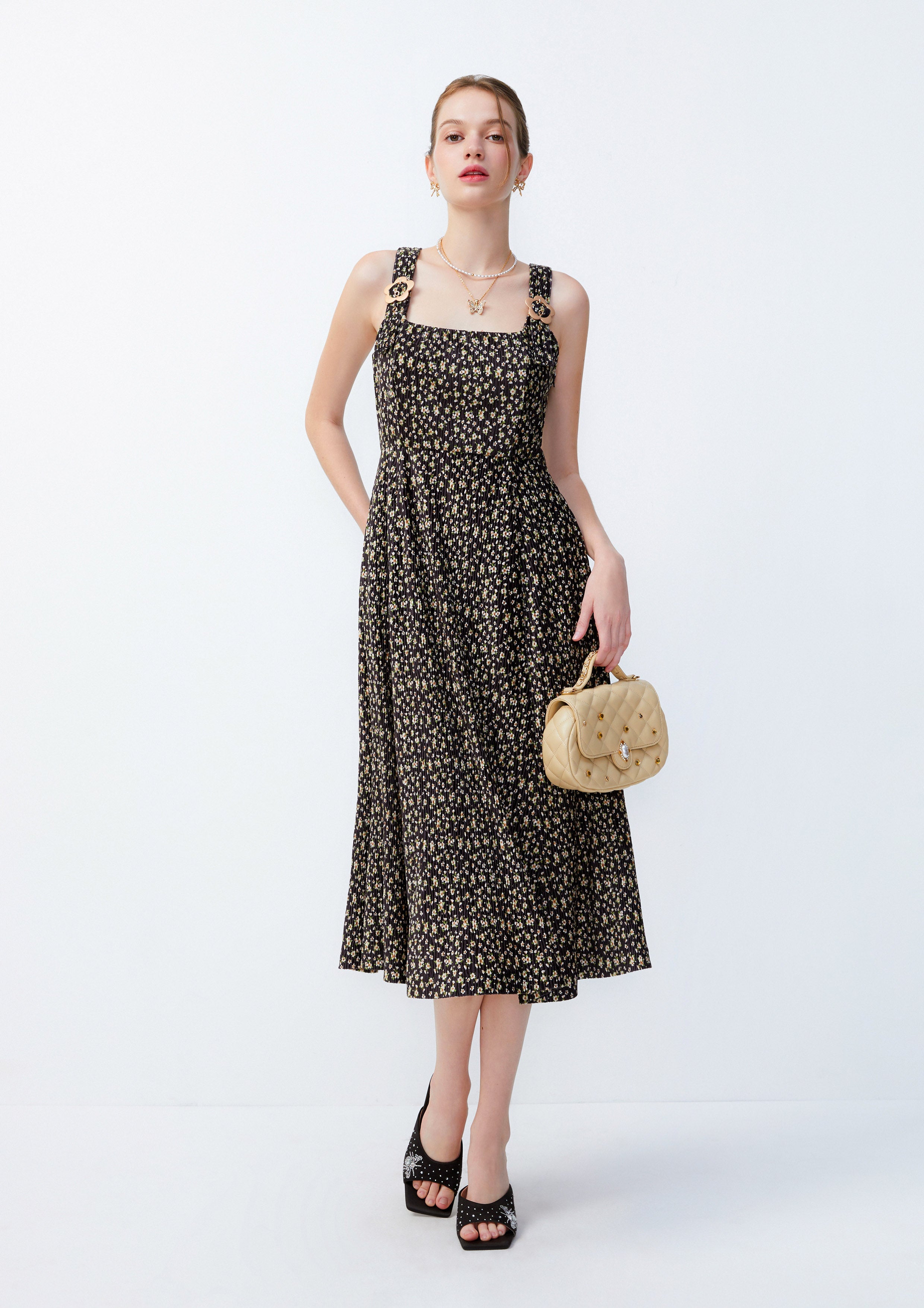 Floral Monogram Sleeveless Midi Dress Lost In Museum Collection