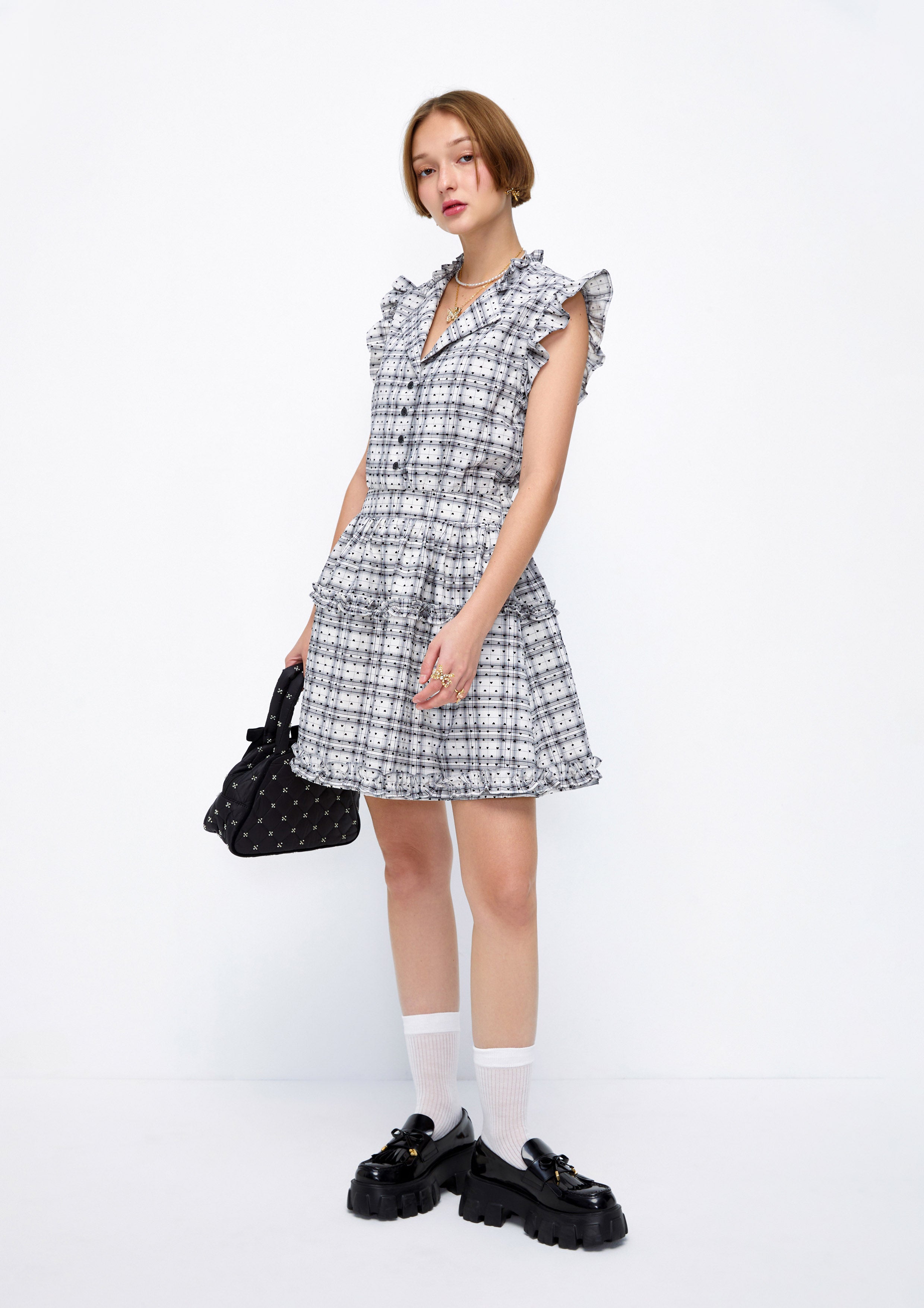 Plaid&Heart Polka Dot Mini Dress Lost In Museum Collection