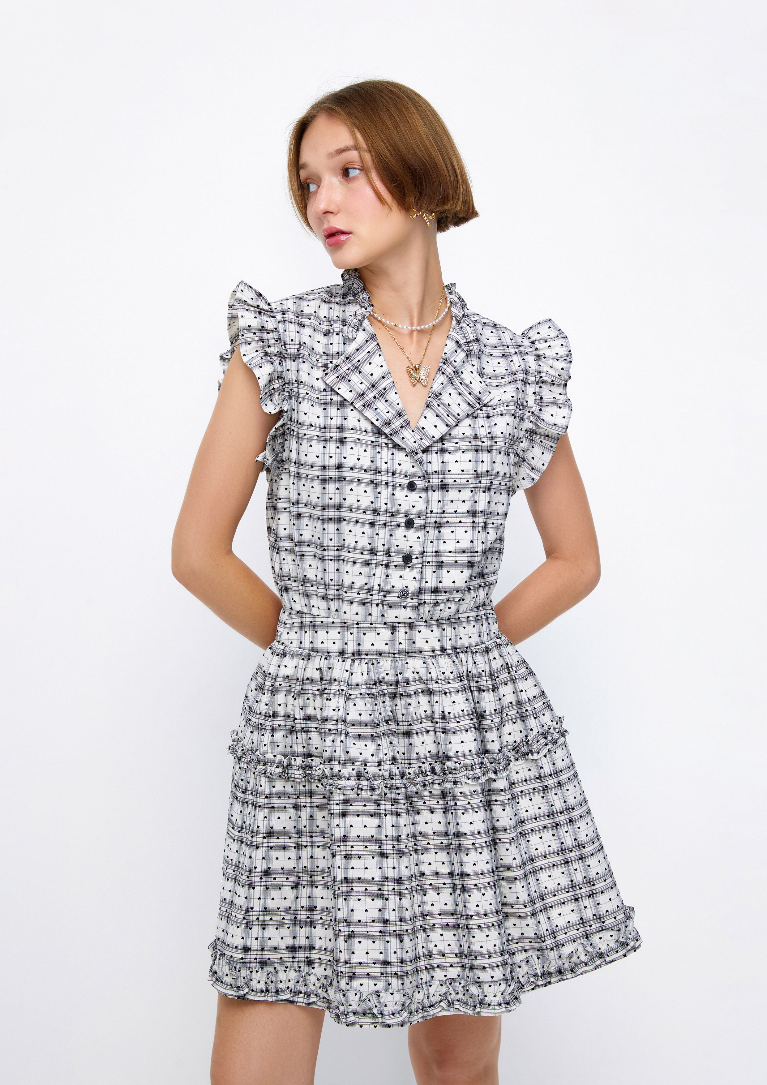 Plaid&Heart Polka Dot Mini Dress Lost In Museum Collection