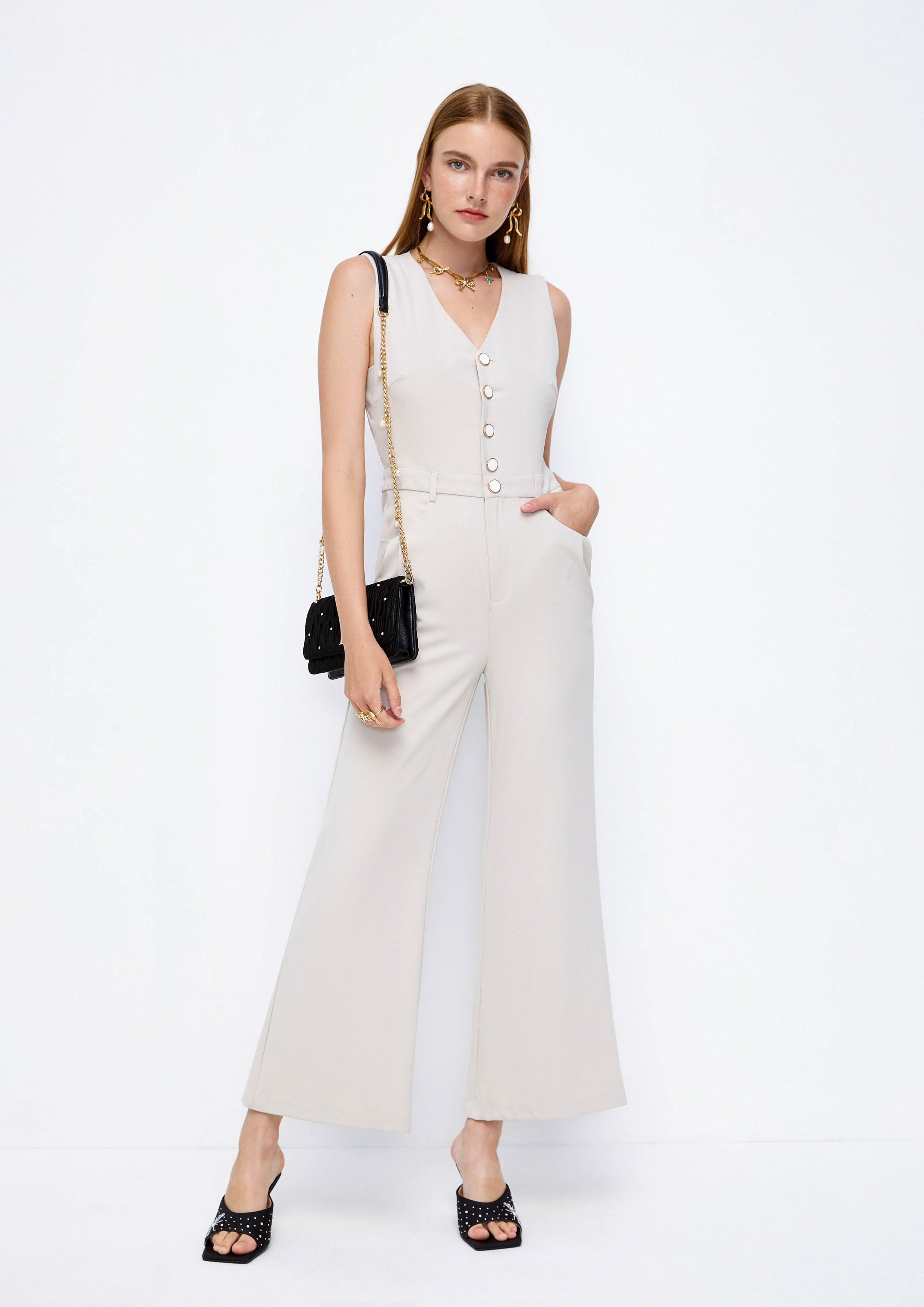 Lost In Museum  Classic Edge Jumpsuit Beige