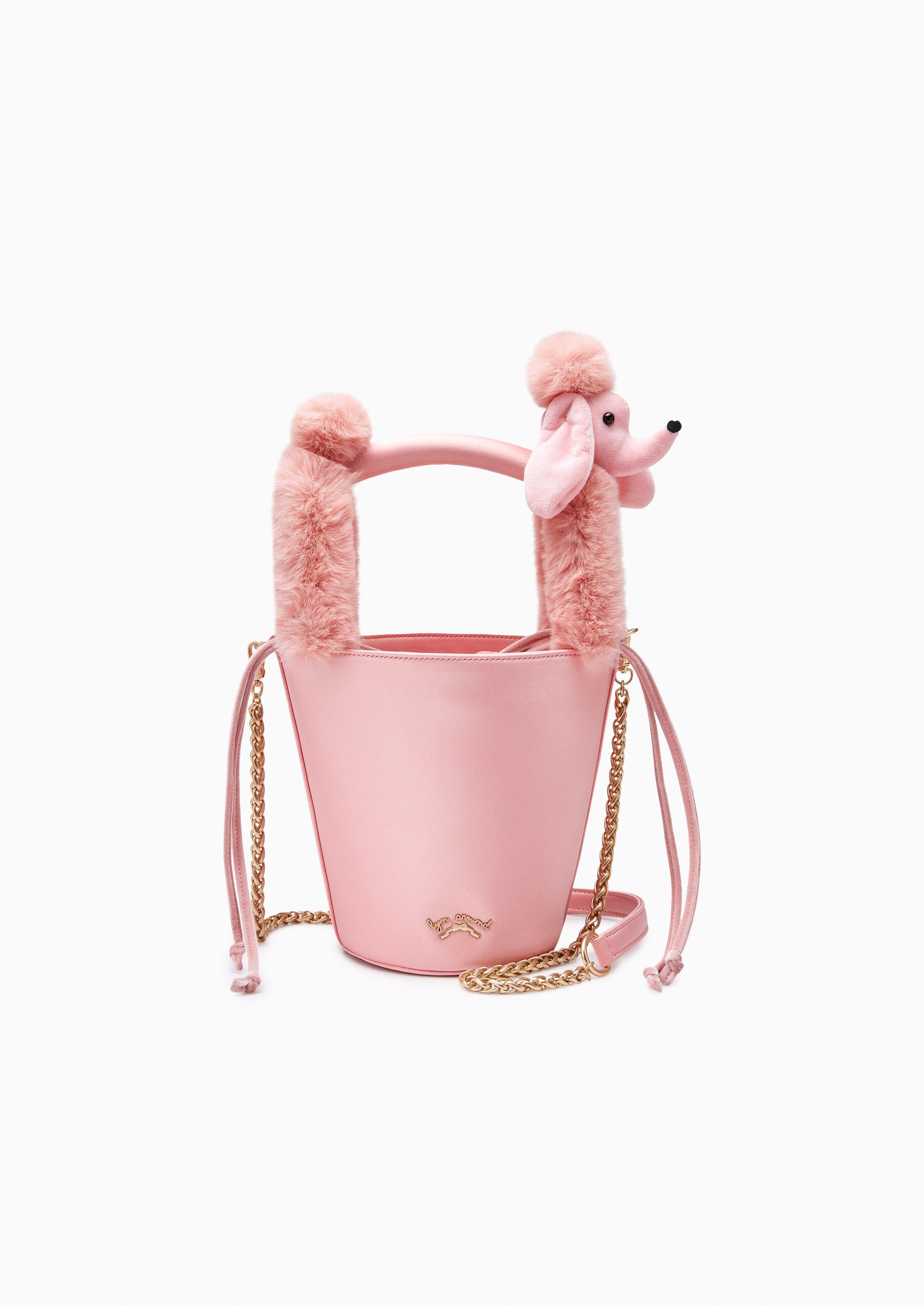 Poodle Satin Handbag Pink