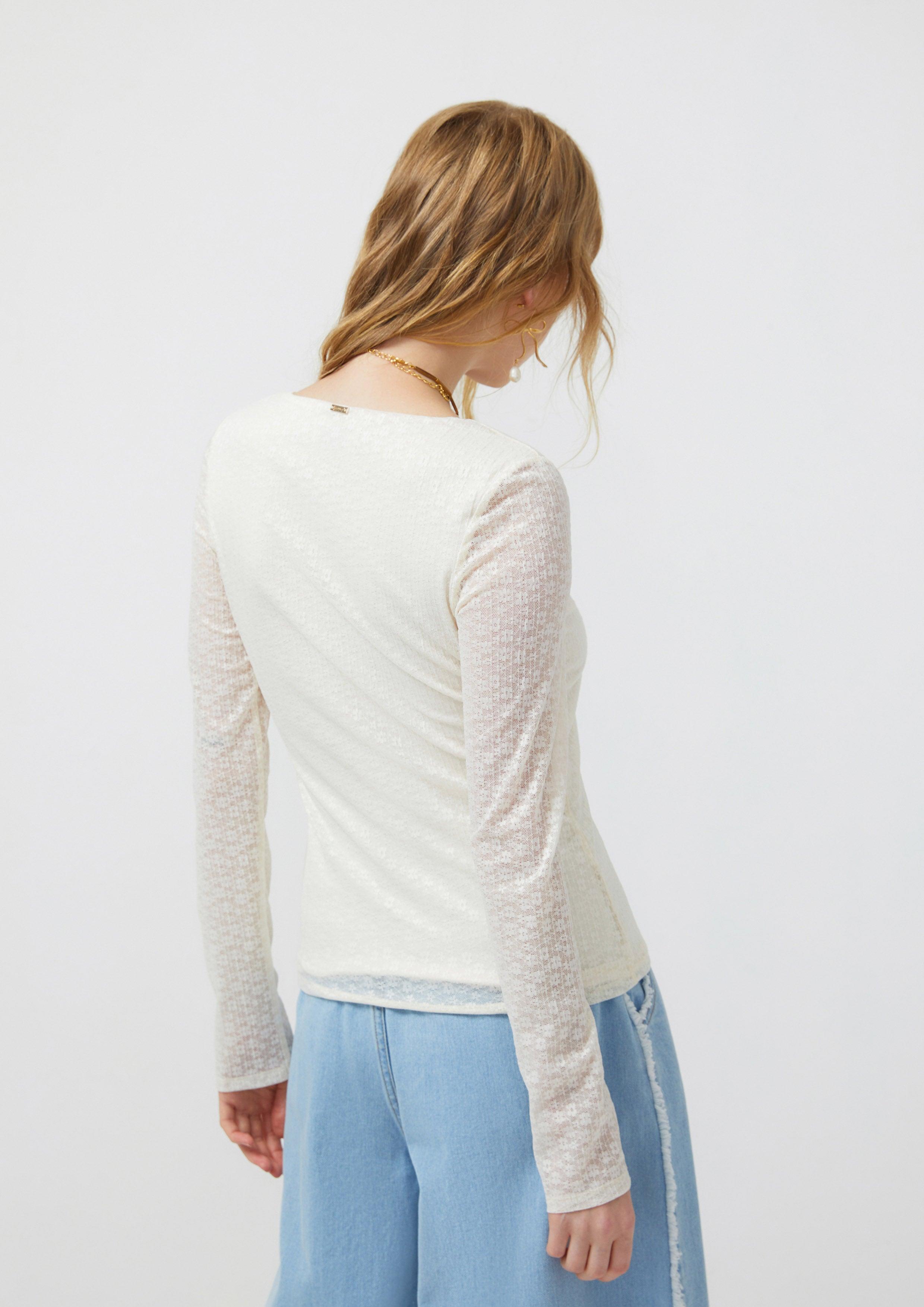 Lost in Museum Lace Long Sleeve Top Cream