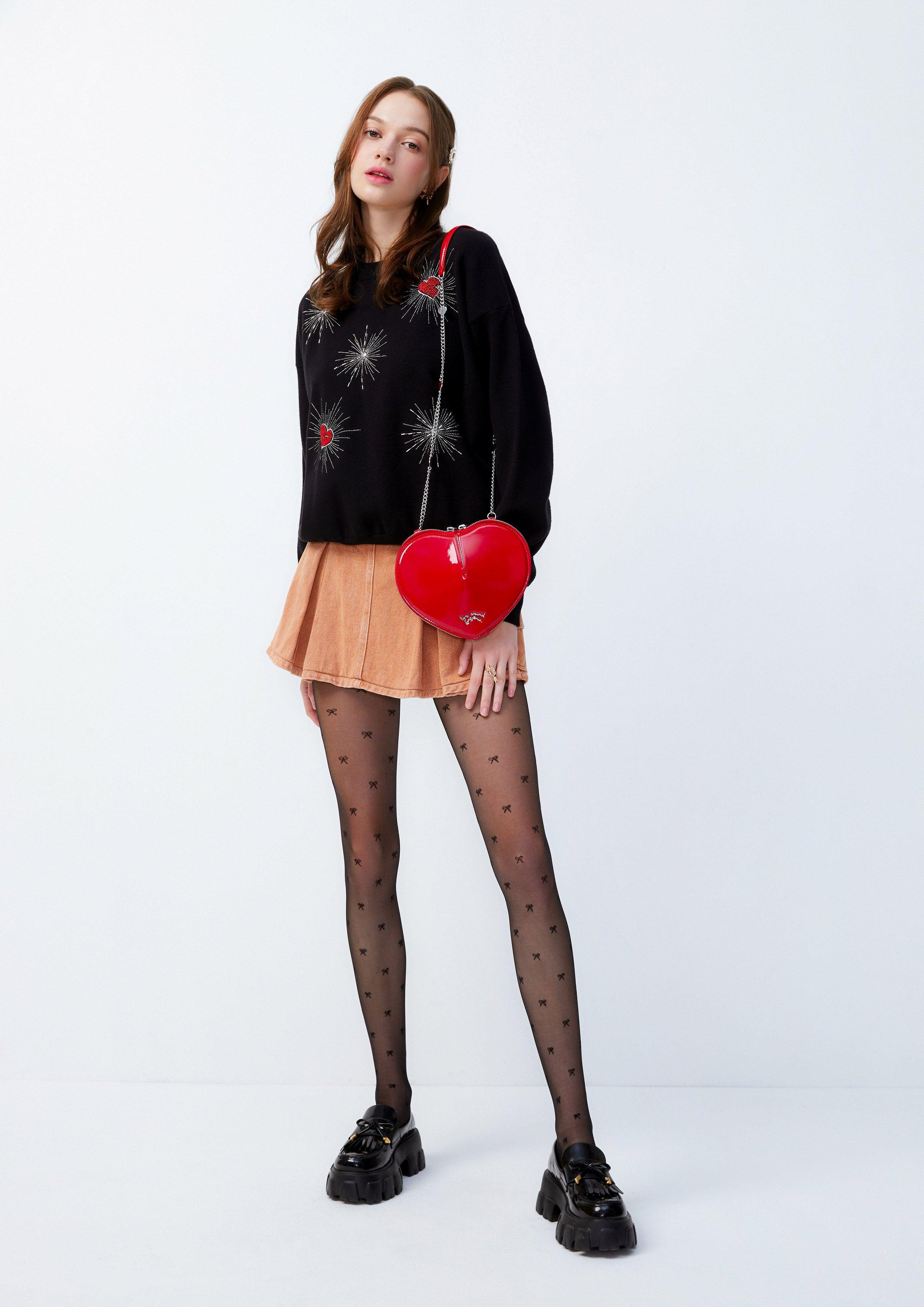 Lost In Museum Fireworks Heart Cardigan Black