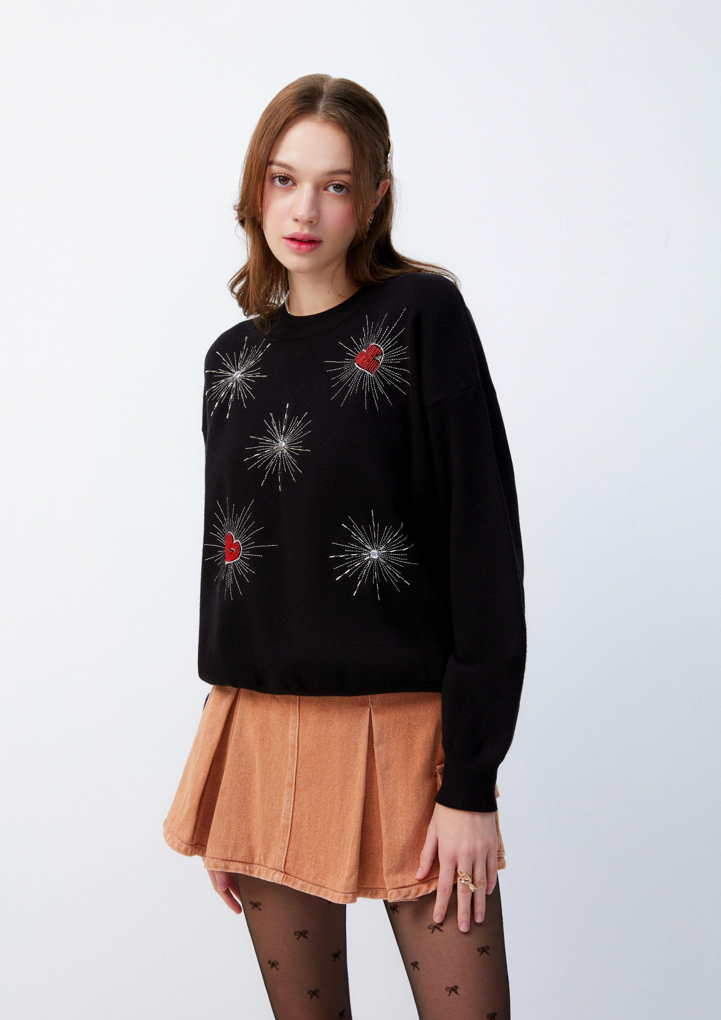 Lost In Museum Fireworks Heart Cardigan Black