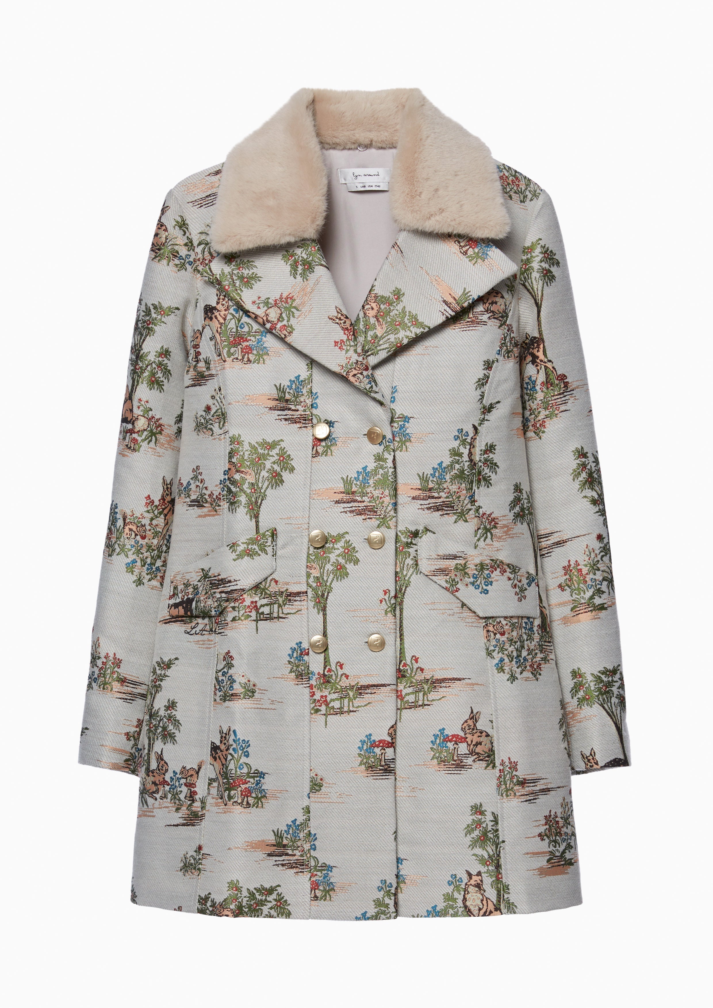 Printed Fur Trimed Collar Coat Lost In Museum Collection