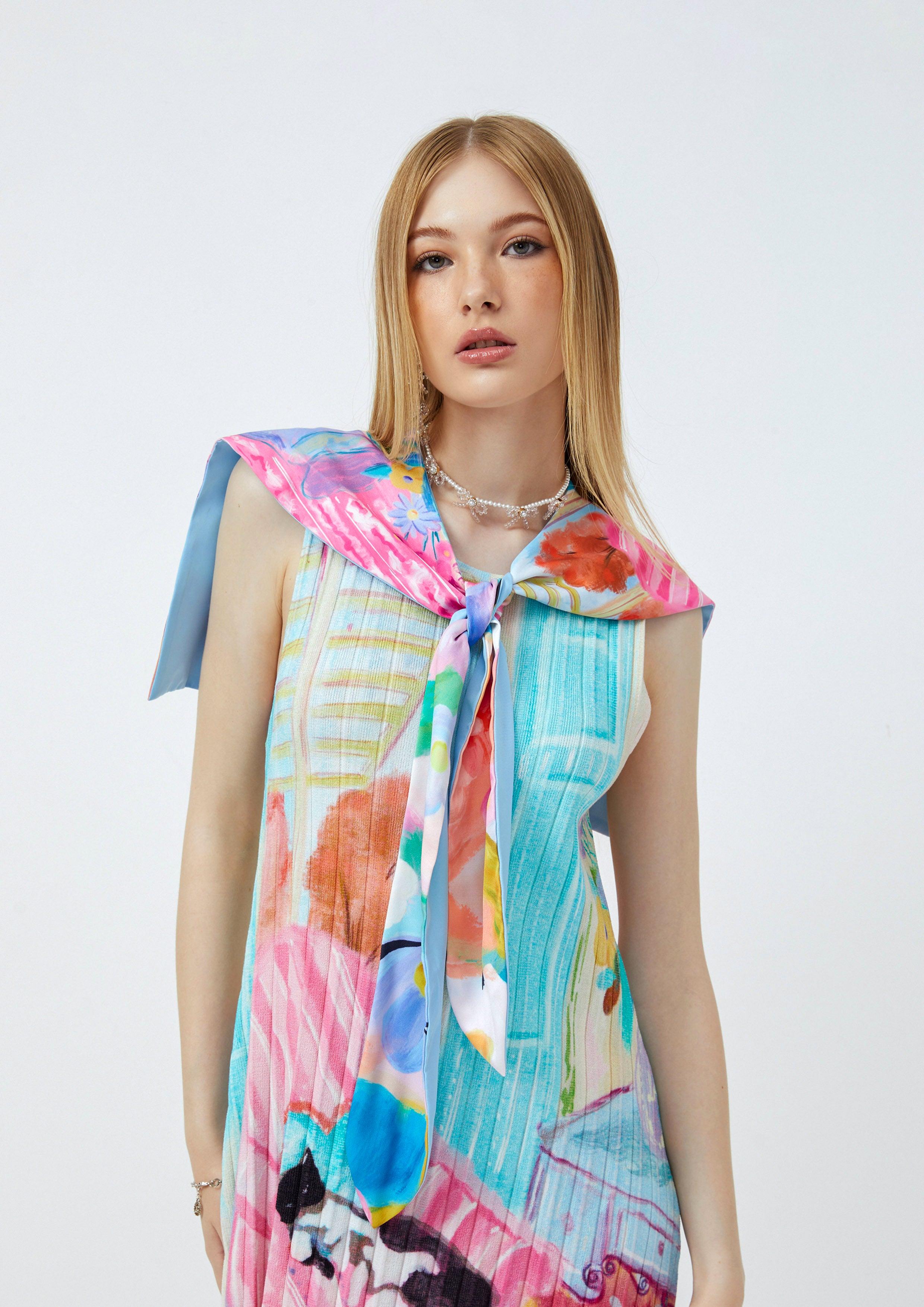 Lost in Museum Sailor Print Scarf Multi Color