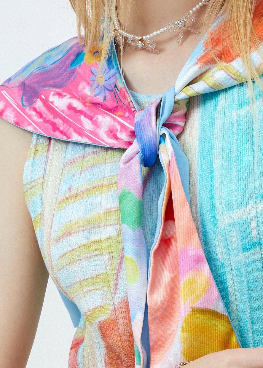 Lost in Museum Sailor Print Scarf Multi Color