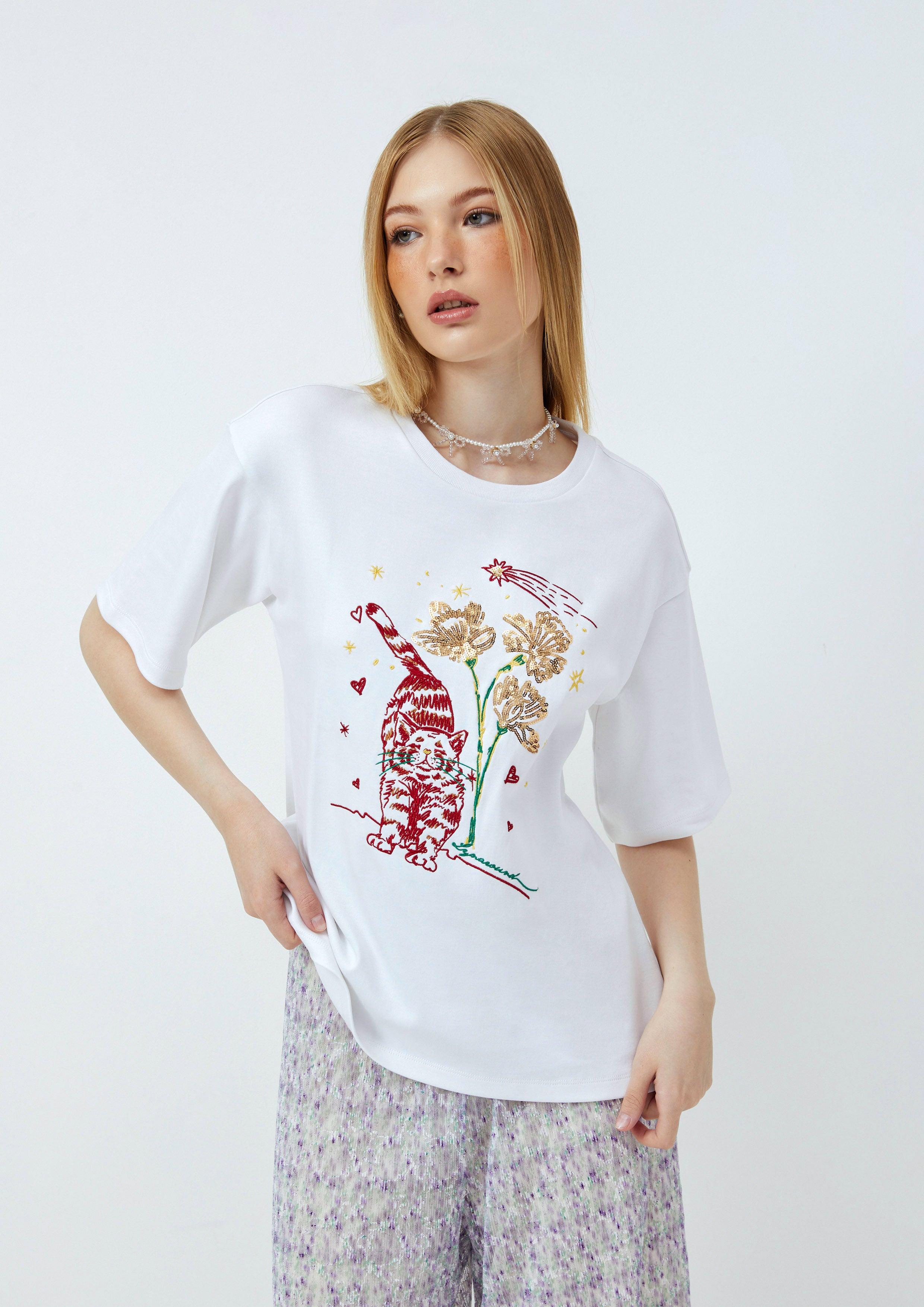 Lost in Museum Lazy Minou Basic Tee White