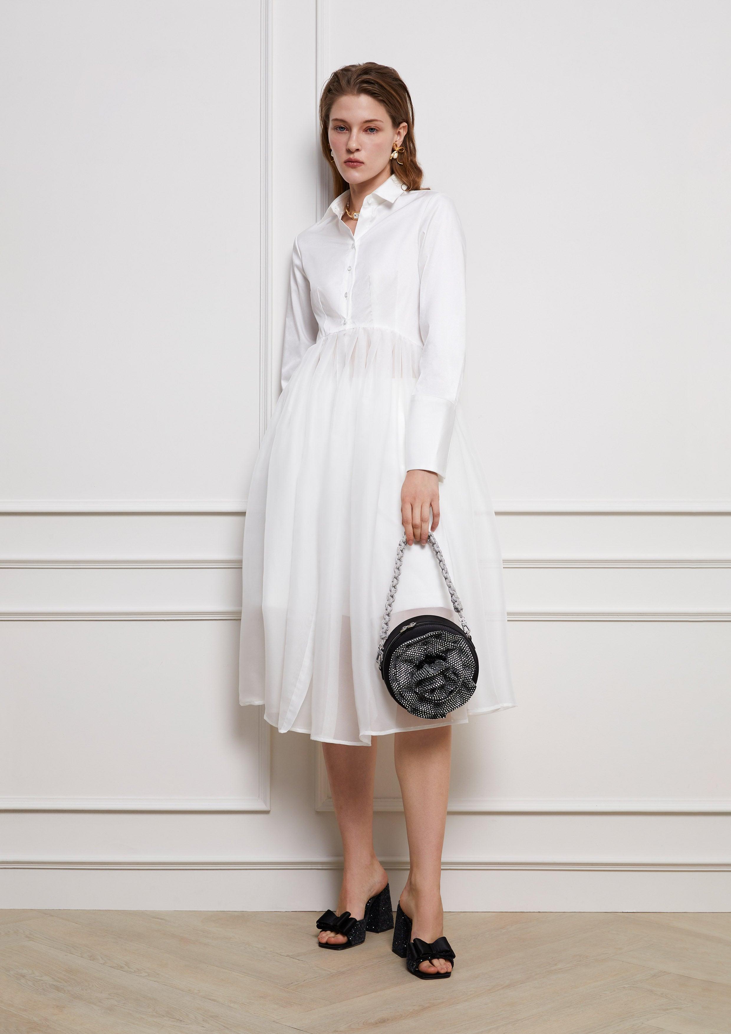 Lost In Museum Shirt Dress White