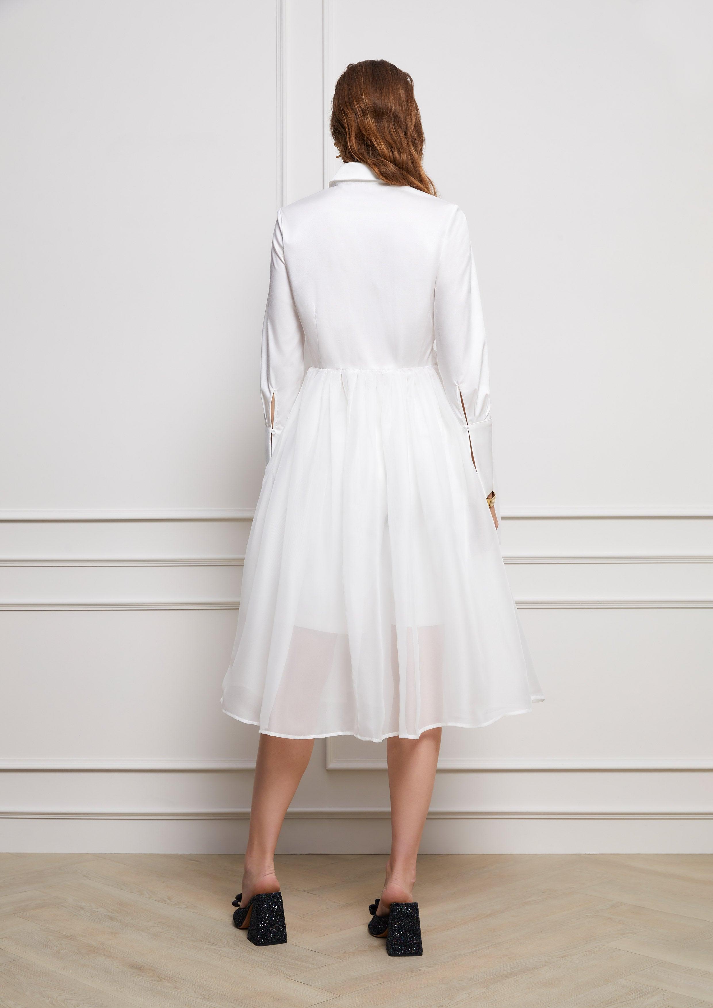 Lost In Museum Shirt Dress White