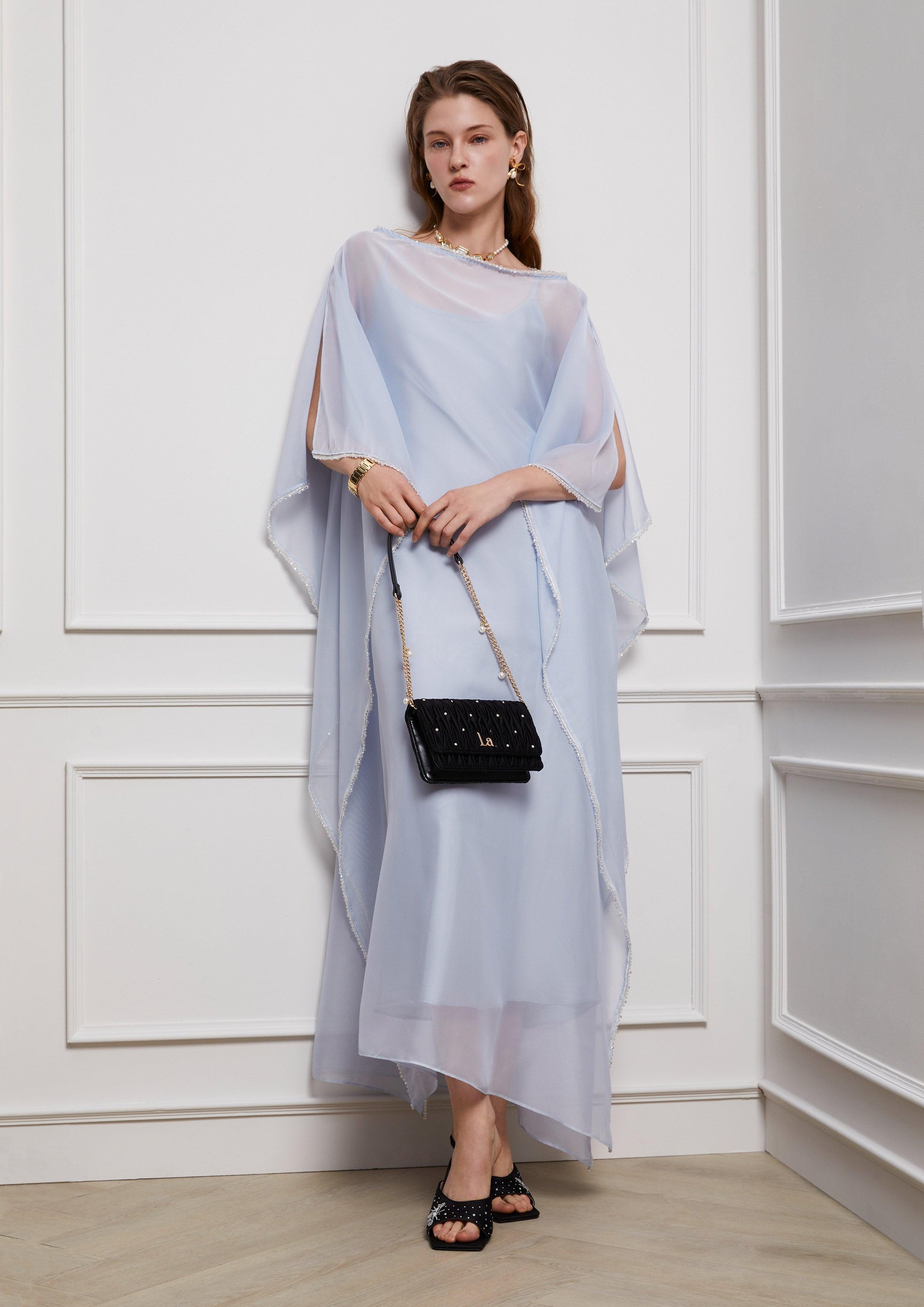 Lost in Museum Sheer Covered Maxi Dress Blue