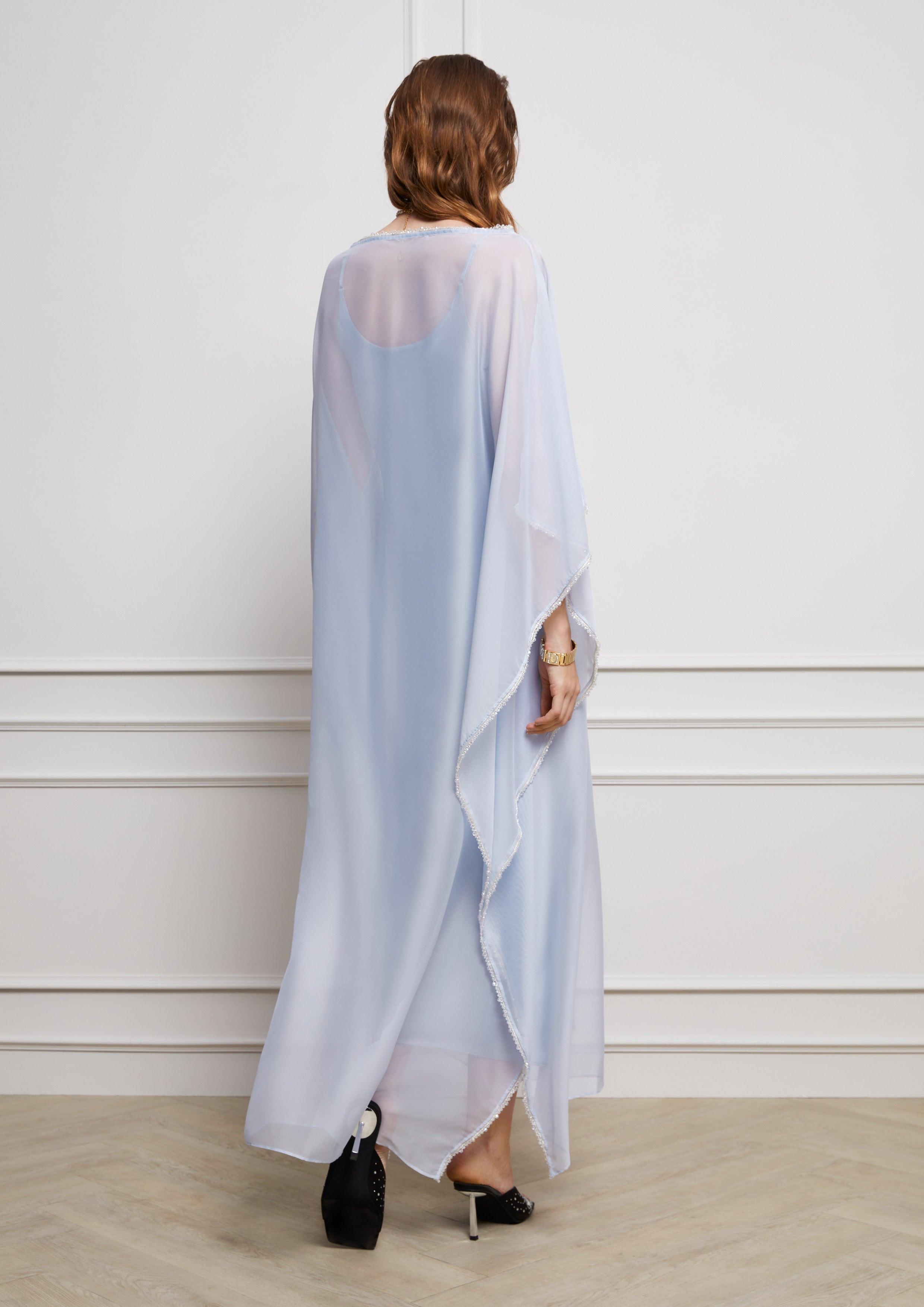 Lost in Museum Sheer Covered Maxi Dress Blue