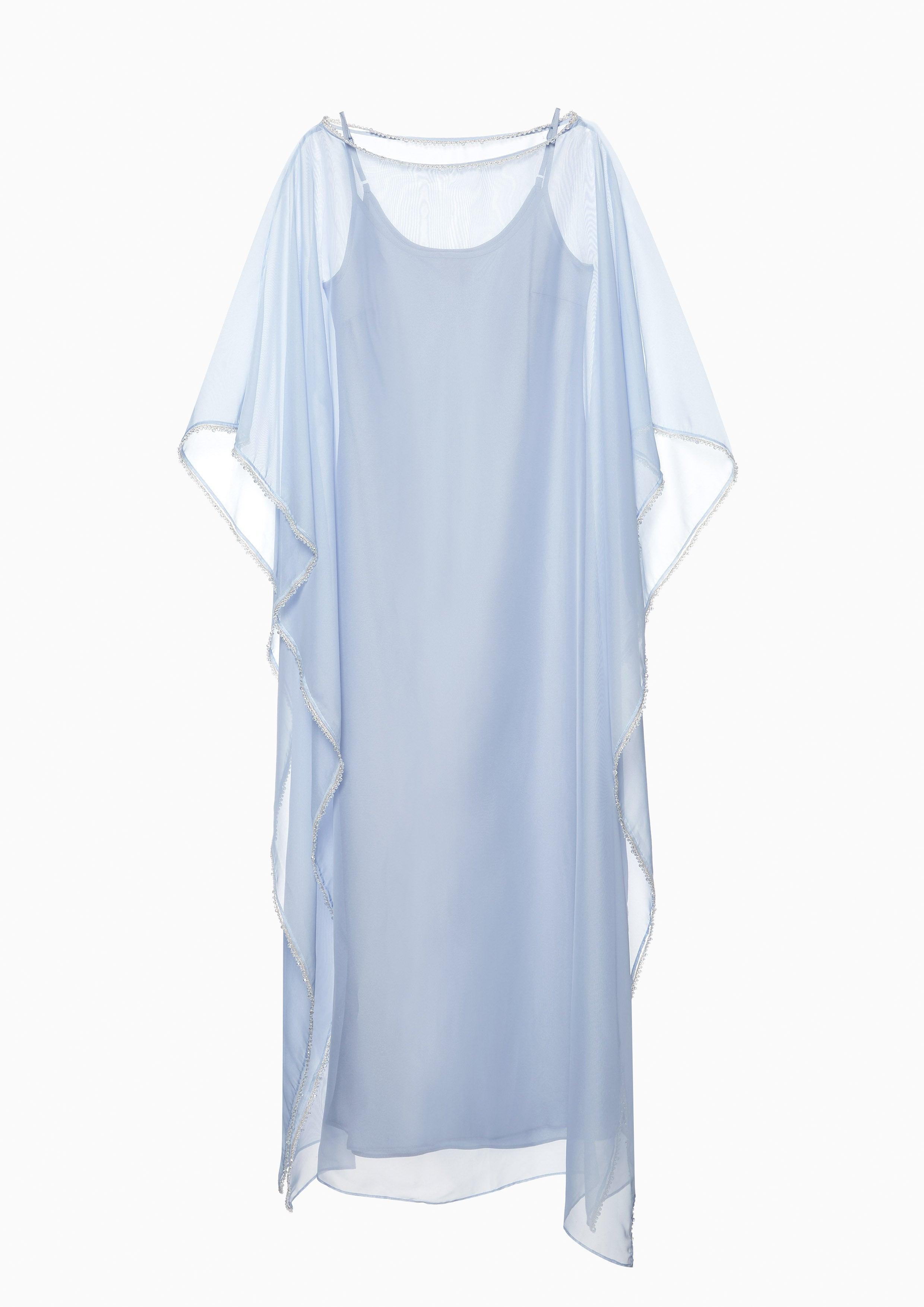 Lost in Museum Sheer Covered Maxi Dress Blue