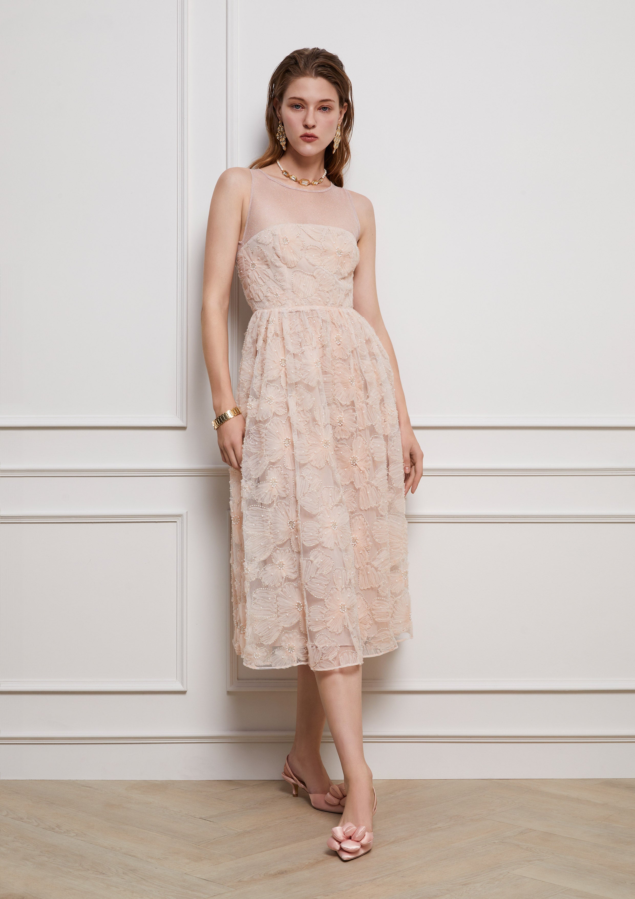 Ruffle Flower Midi Dress Lost In Museum Collection