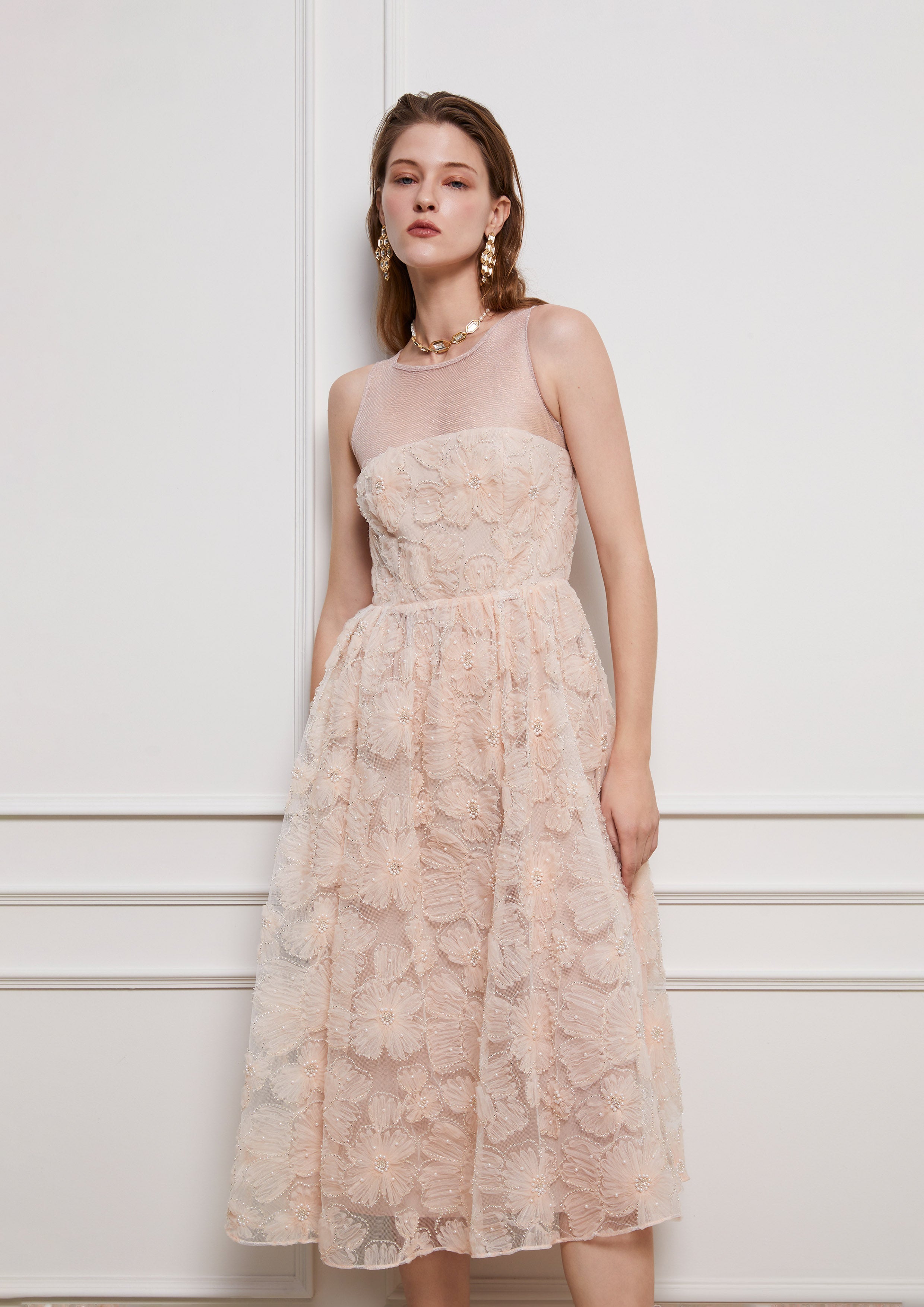 Ruffle Flower Midi Dress Lost In Museum Collection