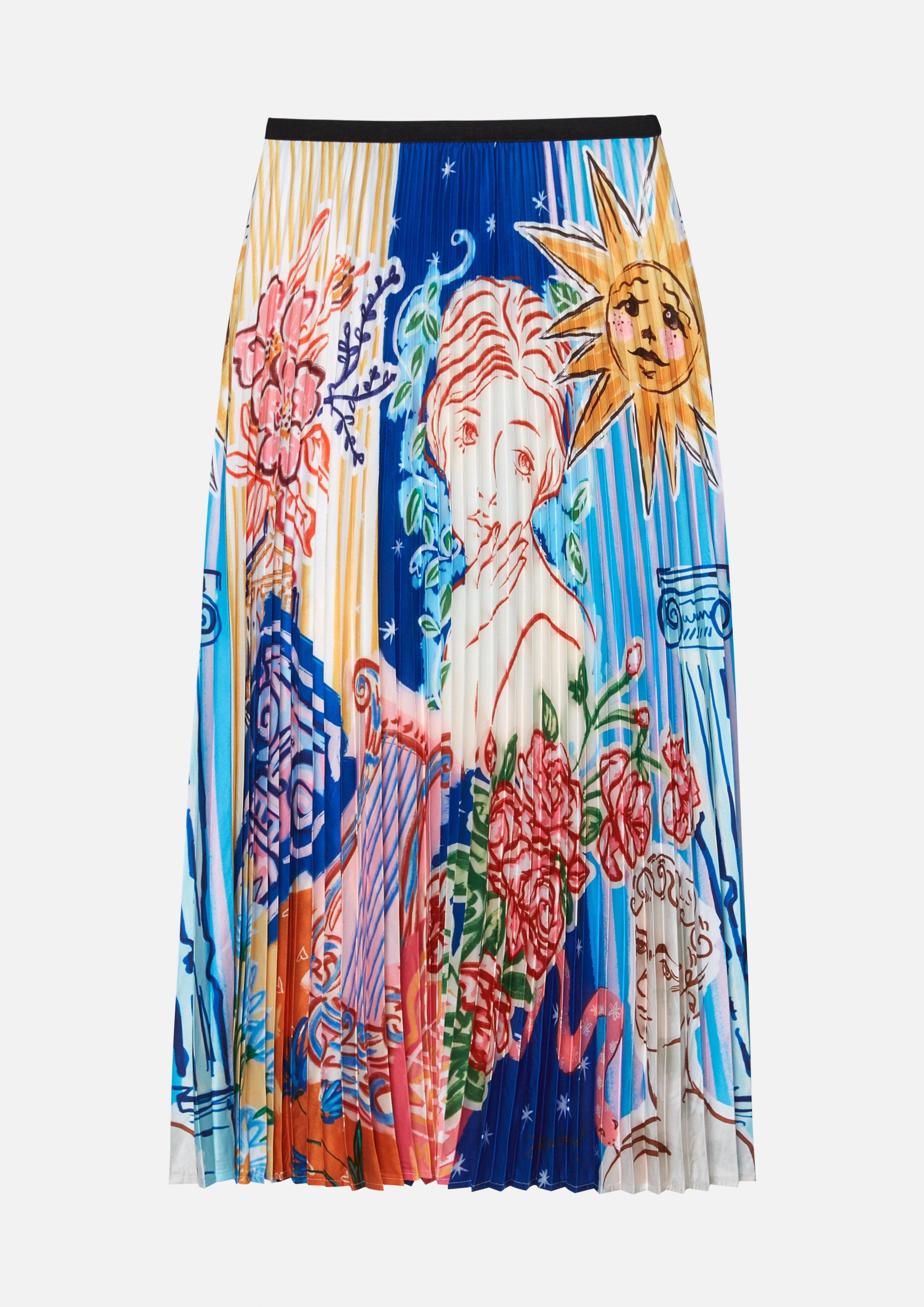 Lost in Museum Elysian Joy Pleated Maxi Skirt Multi Color