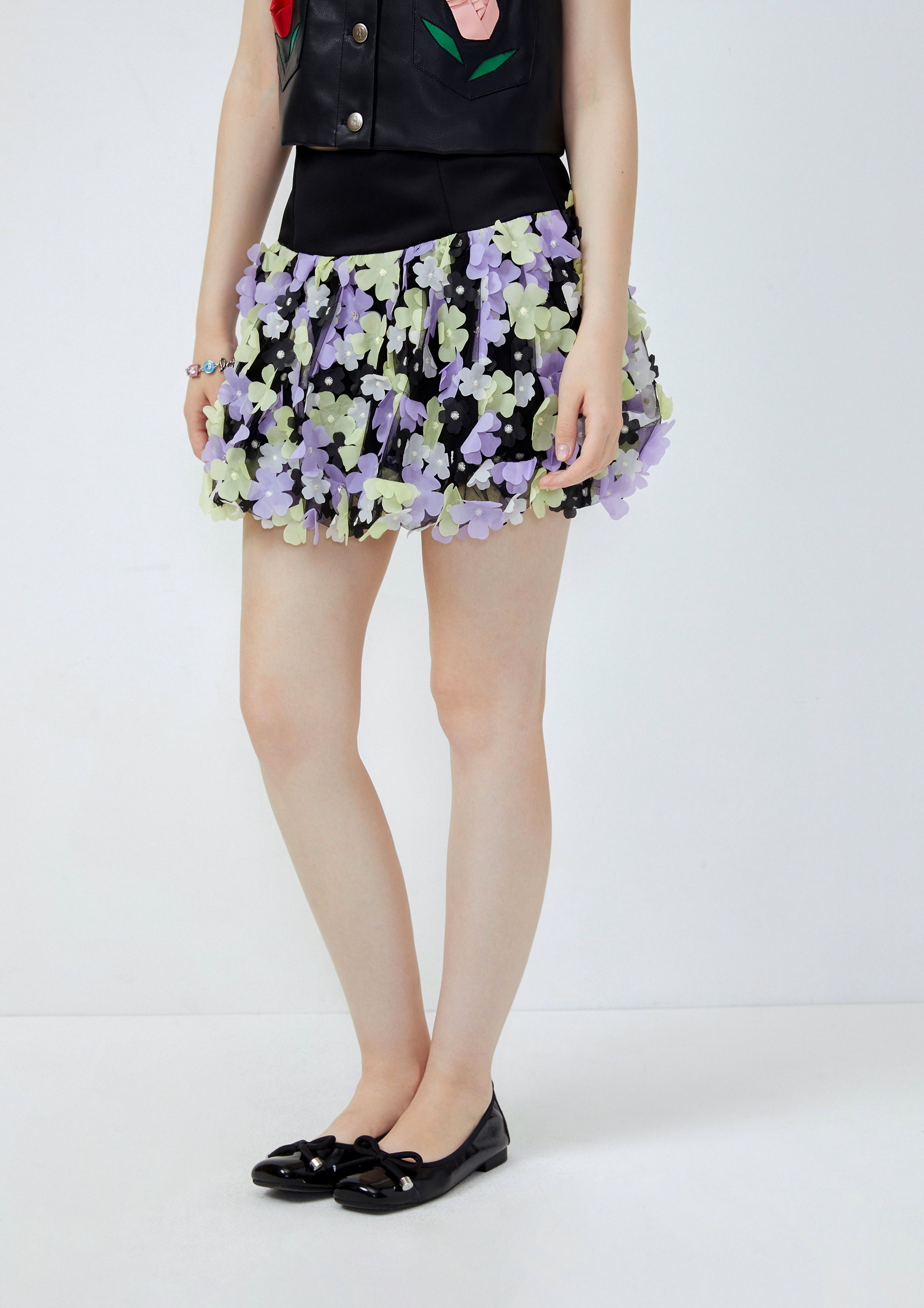 Floral Embellished Mini Skirt Lost In Museum Collection